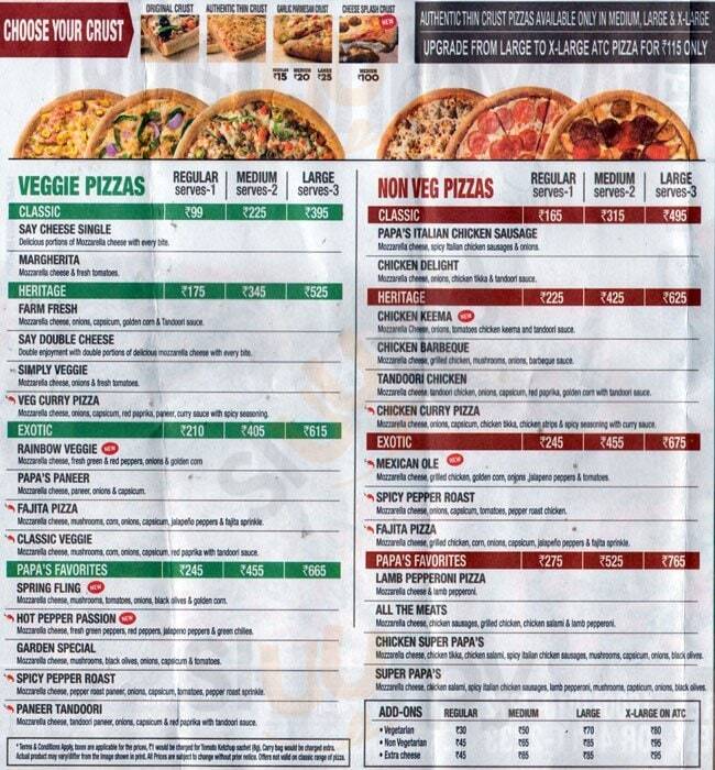 Papa John's Pizza Bengaluru Menu - 1