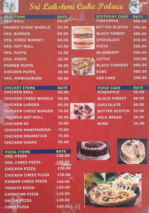 Sri Laxmi Cake Palace Hyderabad Menu - 1