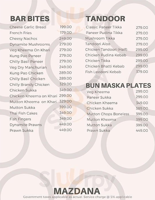 Mazdana Restaurant & Bar Pune Menu - 1