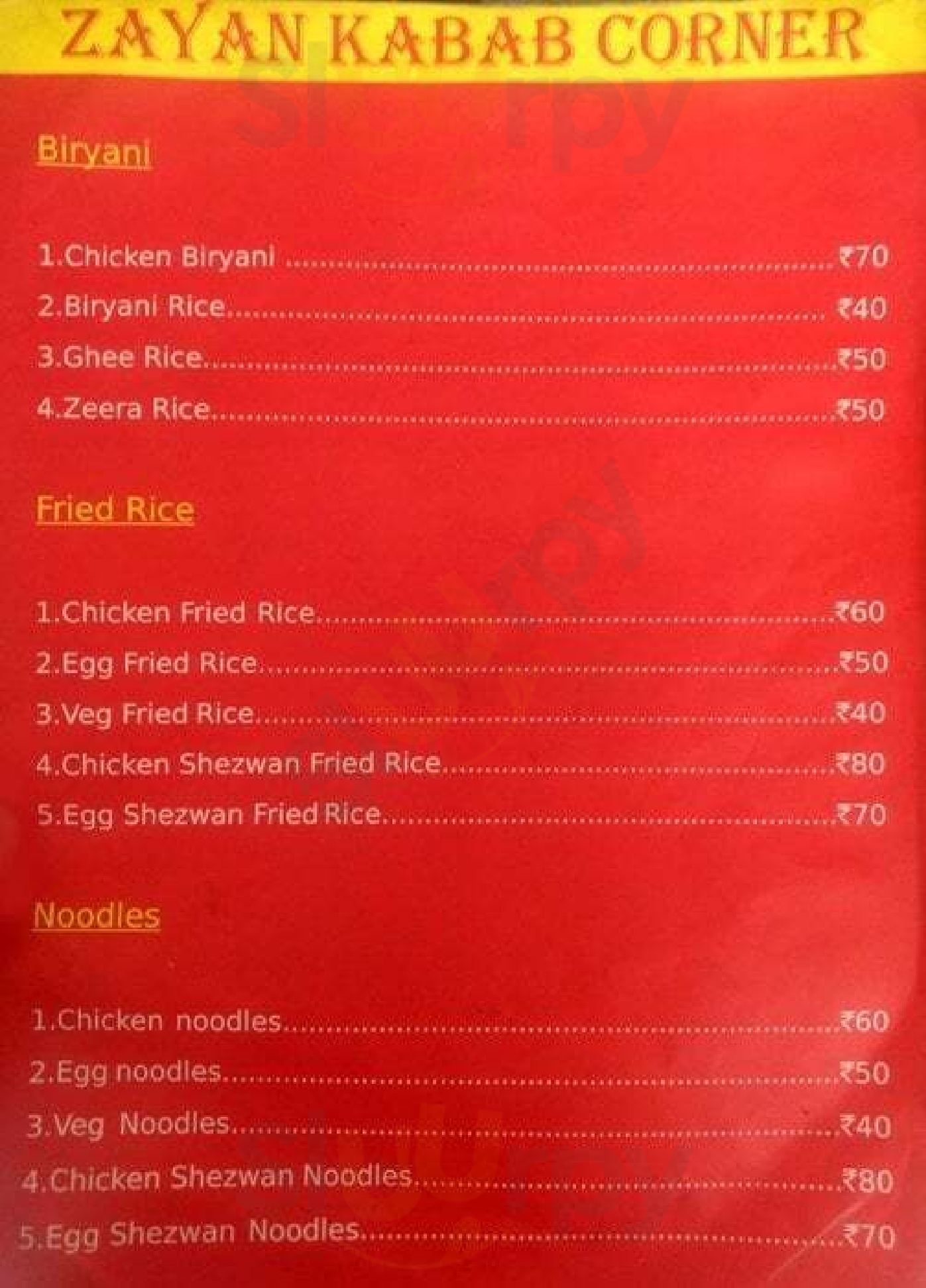 Zayan Kabab Corner Bengaluru Menu - 1