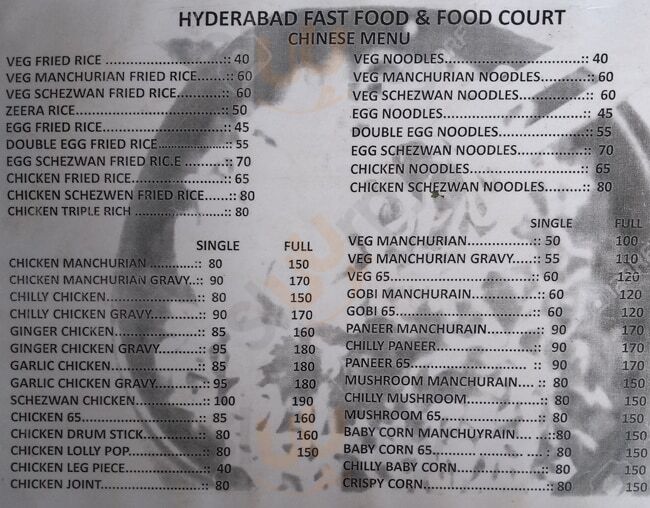 Hyderabad Fast Food Centre Hyderabad Menu - 1