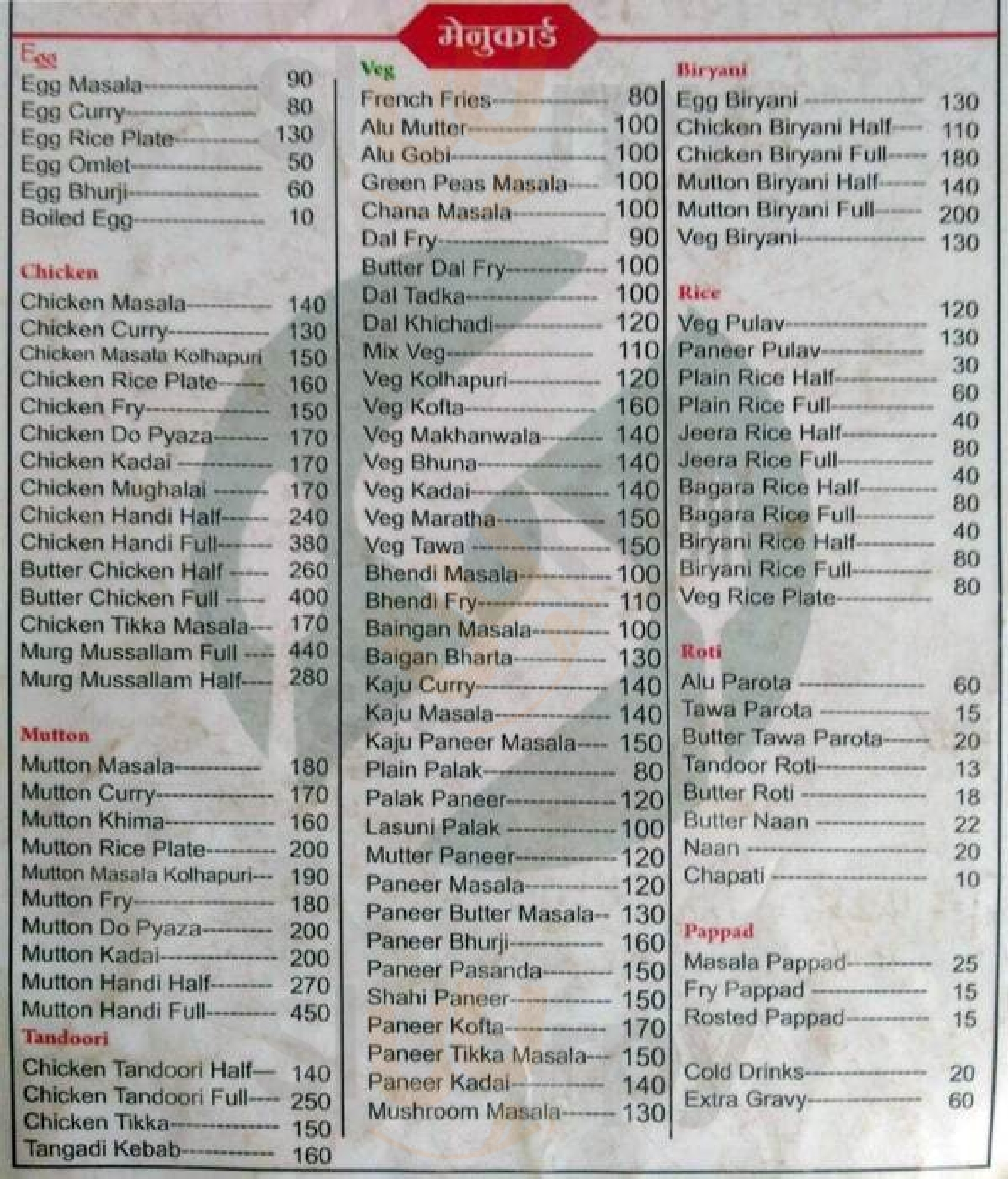 Sidheshwar Foods Pune Menu - 1