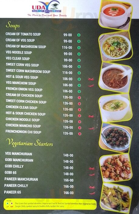 Uday Huts Family Restaurant Bengaluru Menu - 1