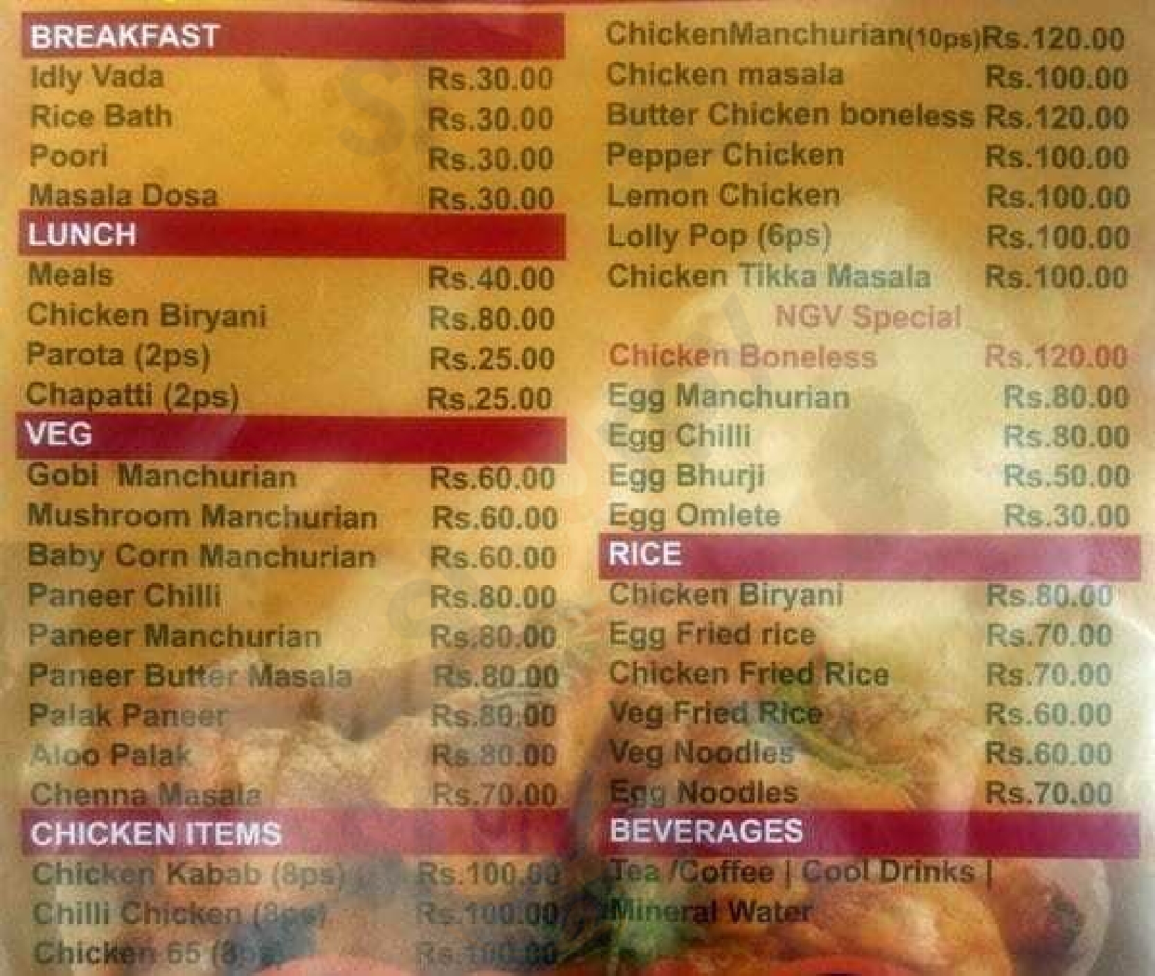 Ngv Fast Food Bengaluru Menu - 1