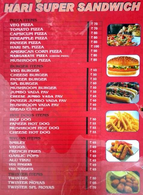 Hari Burger Corner Bengaluru Menu - 1