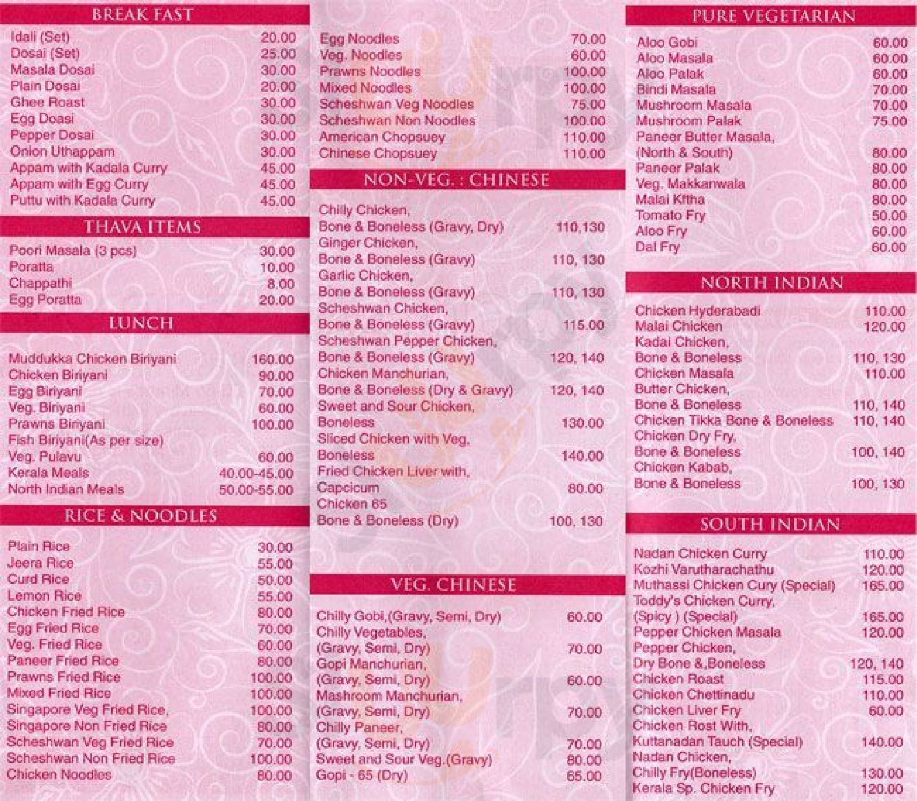 Surya Restaurant Bengaluru Menu - 1