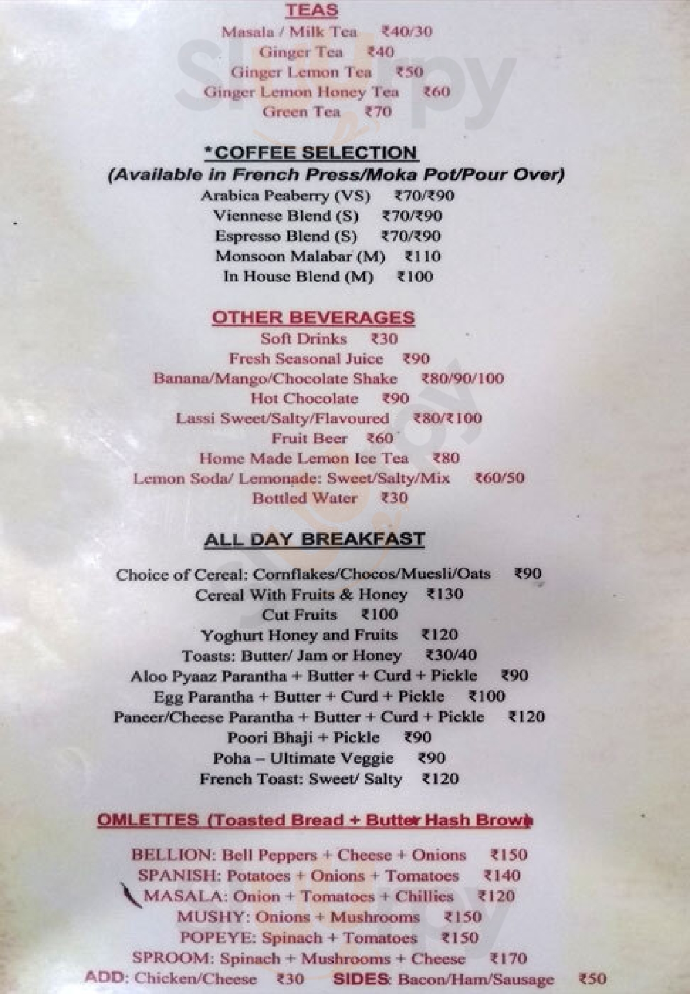 Anonymous Cafe McLeod Ganj Menu - 1