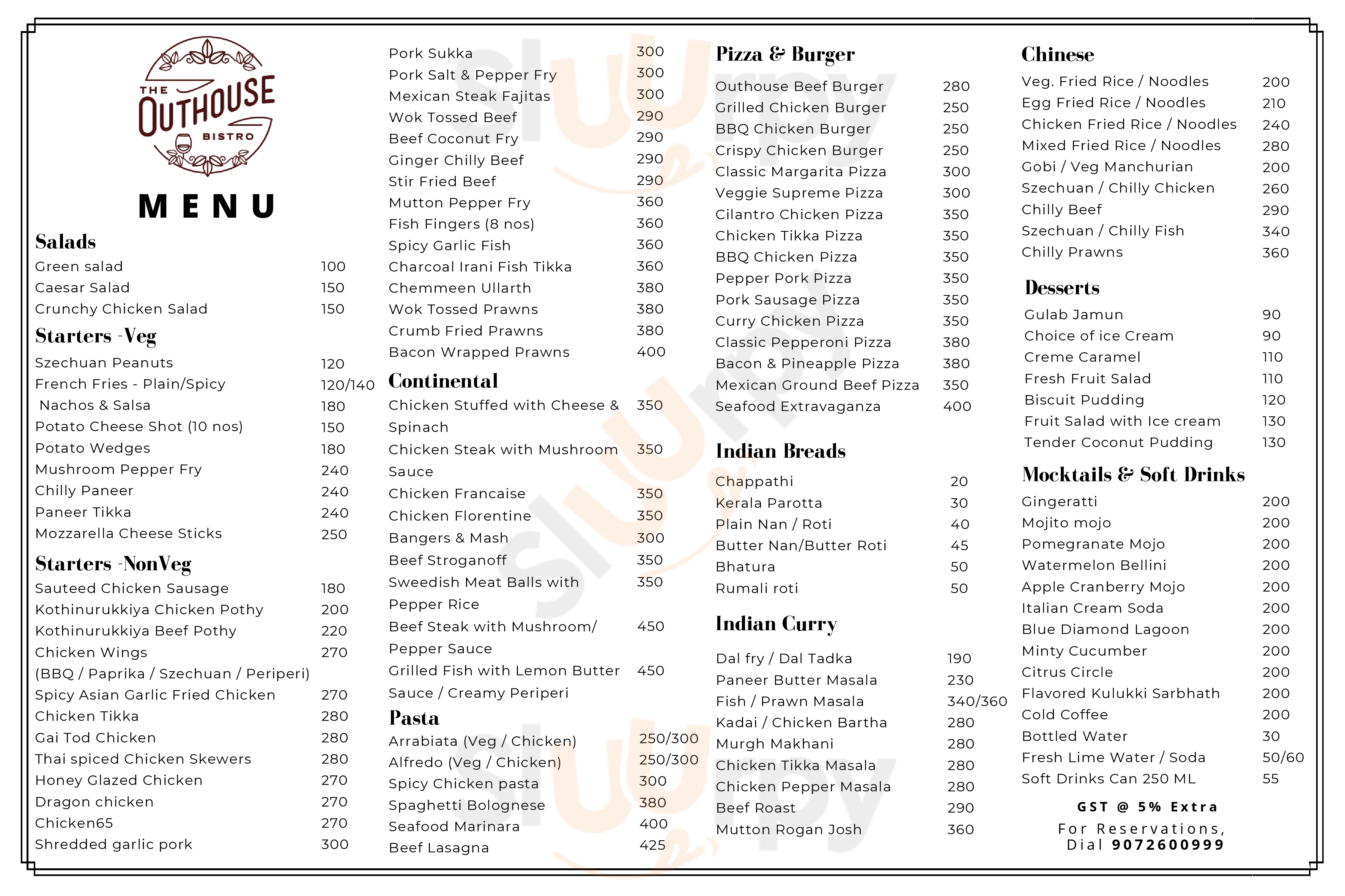 The Outhouse Bistro Kottayam Menu - 1