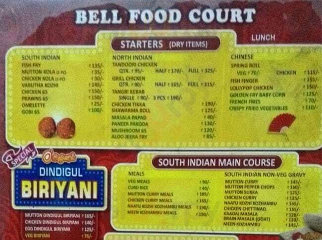 Bell Food Court Madurai Menu - 1