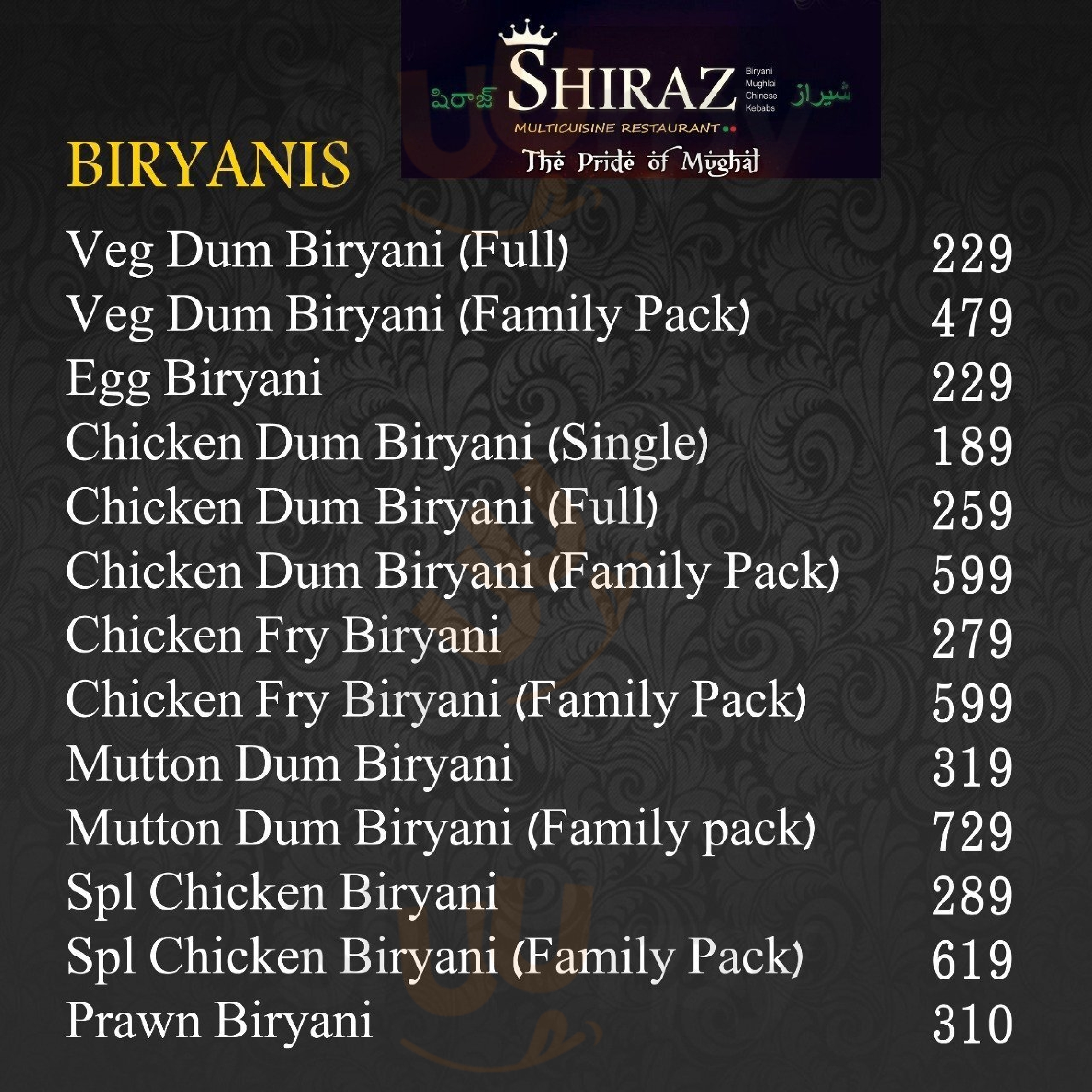 Shiraz Multicuisine Restaurant Vijayawada Menu - 1