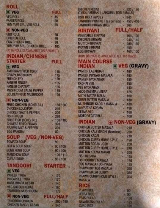 Yum Yum Fast Food Bhubaneswar Menu - 1