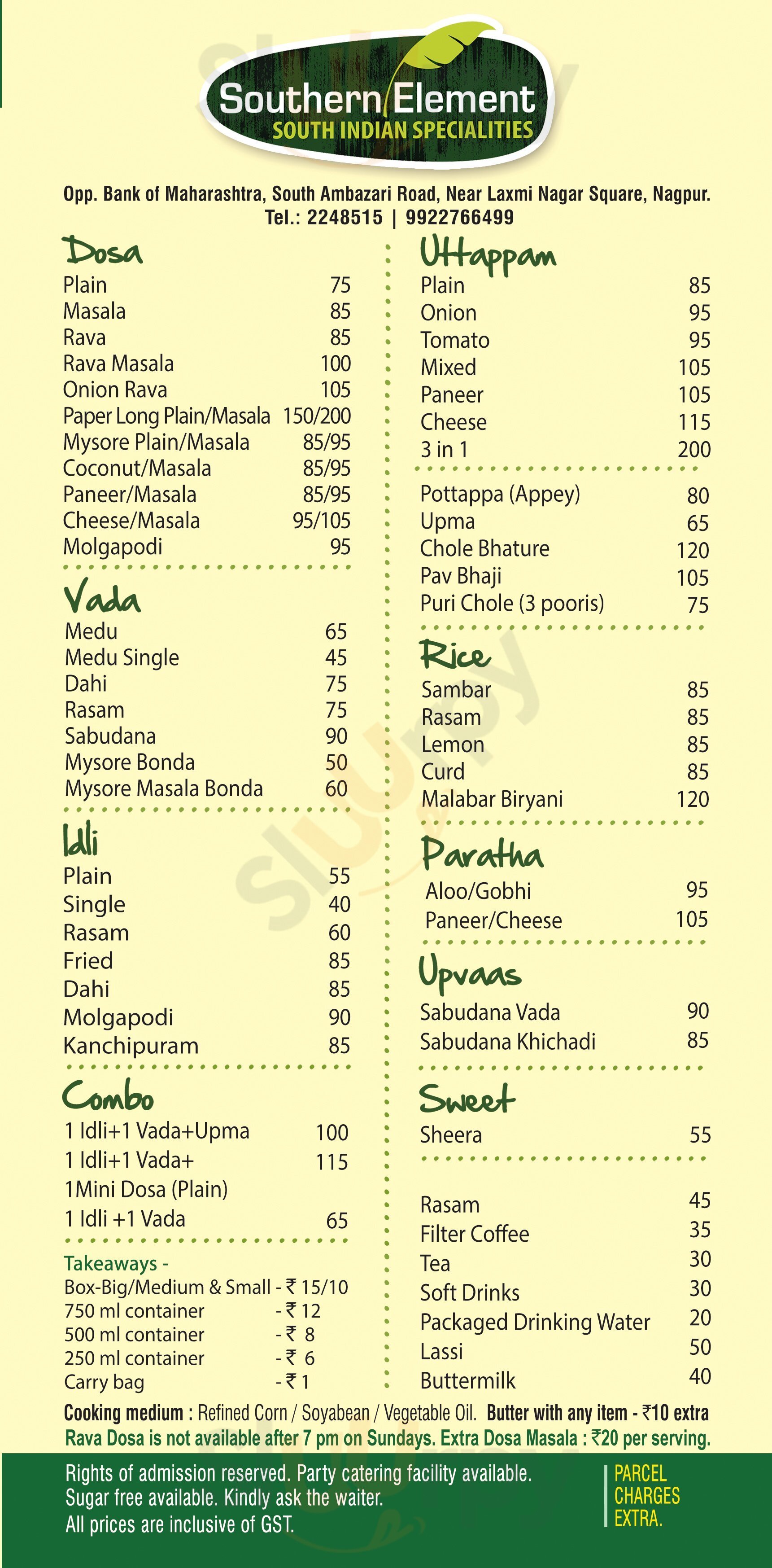 Southern Element Nagpur Menu - 1