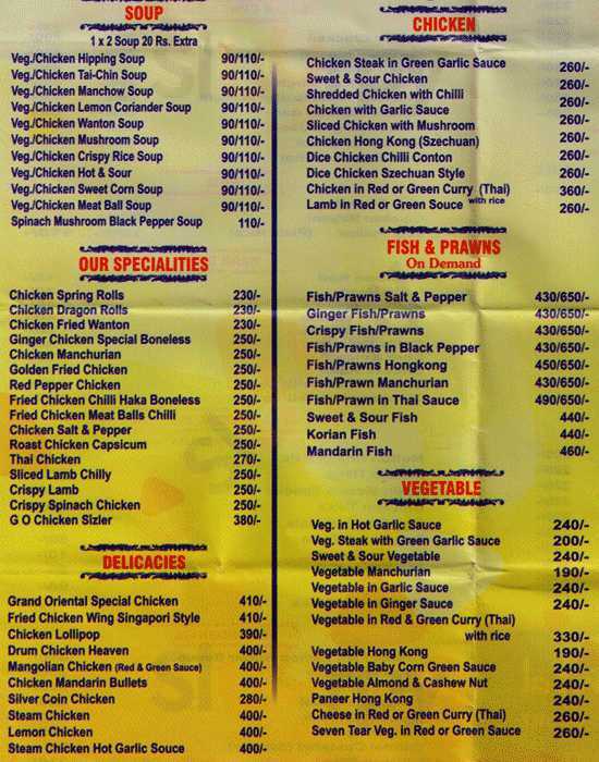 Grand Oriental Ludhiana Menu - 1