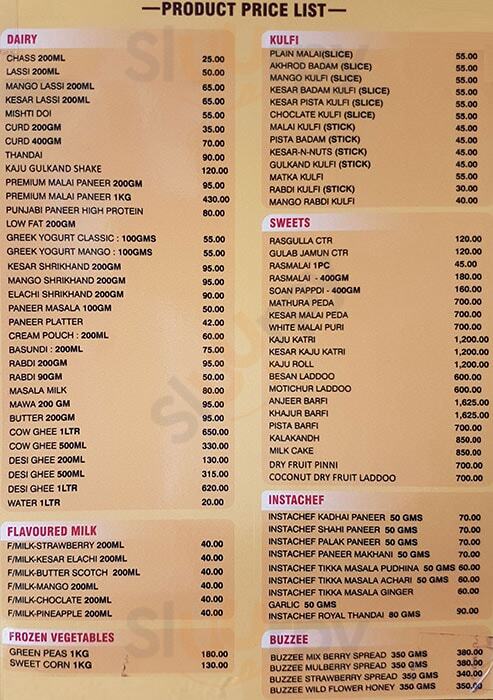 Punjab Sind Dairy Products Panjim Menu - 1