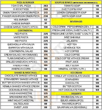 Srs 7 Dayz Faridabad Menu - 1