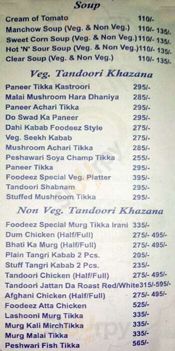 Fodeez Multicuisine Restaurant Amritsar Menu - 1