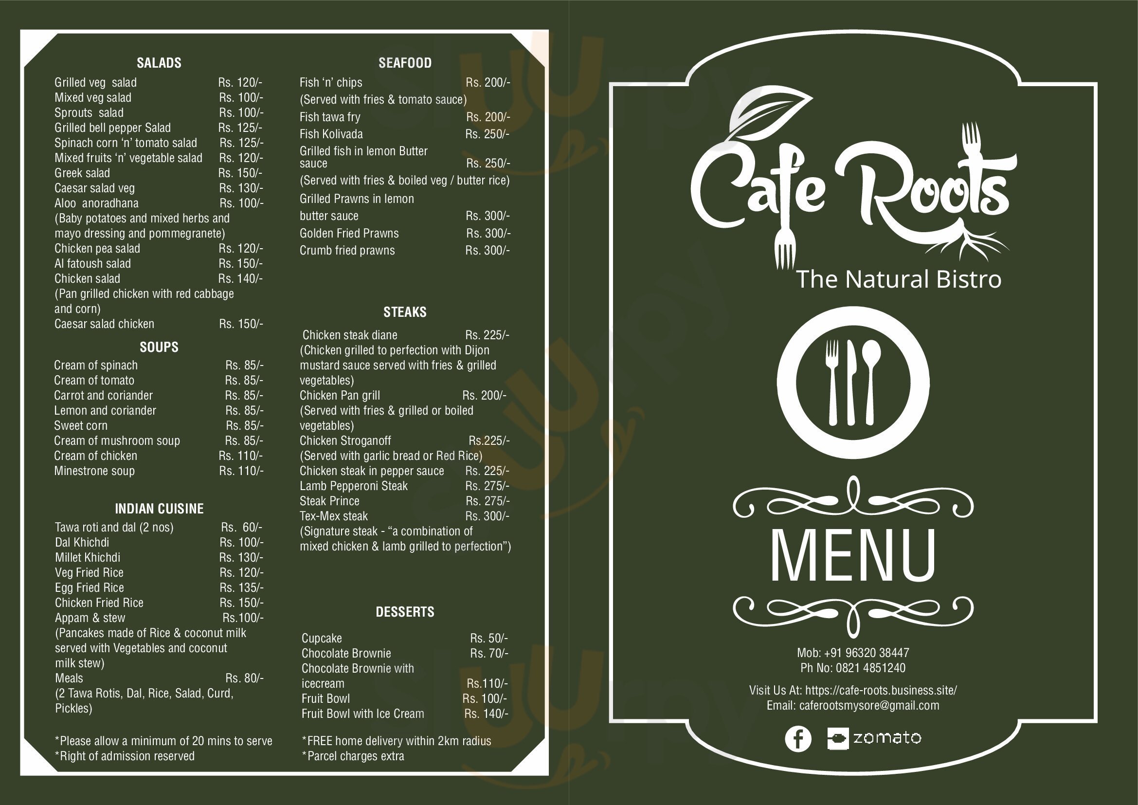 Cafe Roots - Mysuru Mysuru (Mysore) Menu - 1