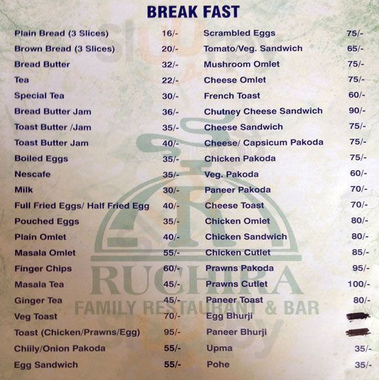 Ruchira Mapusa Menu - 1