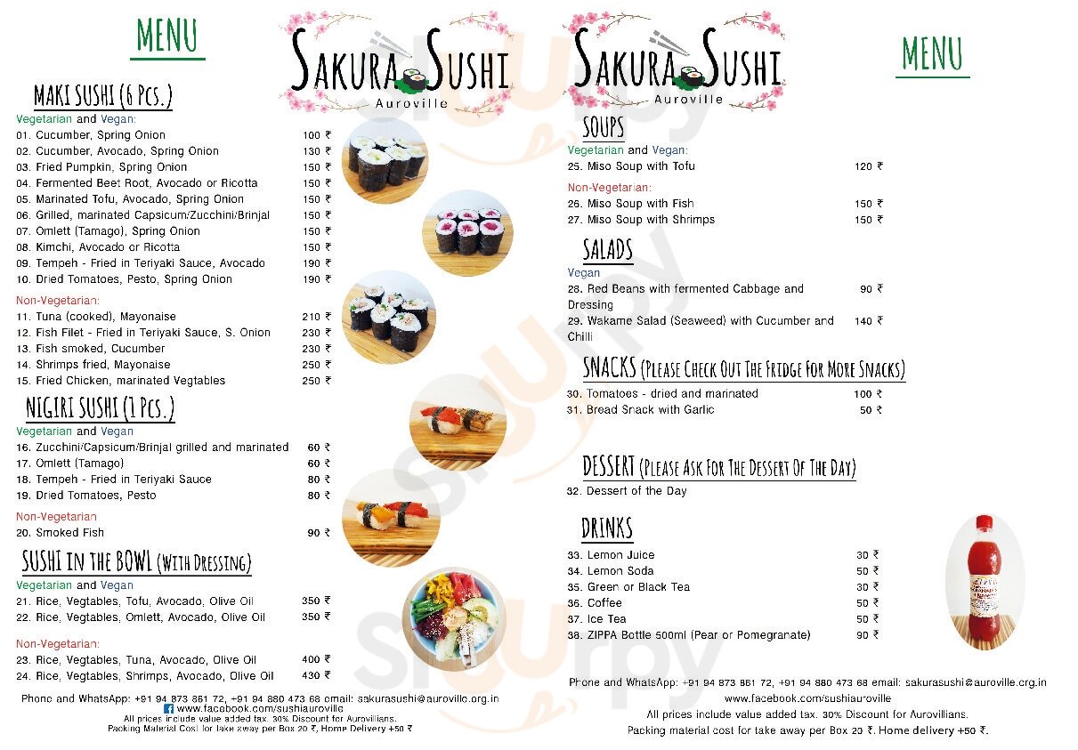 Sakura Sushi Auroville Menu - 1