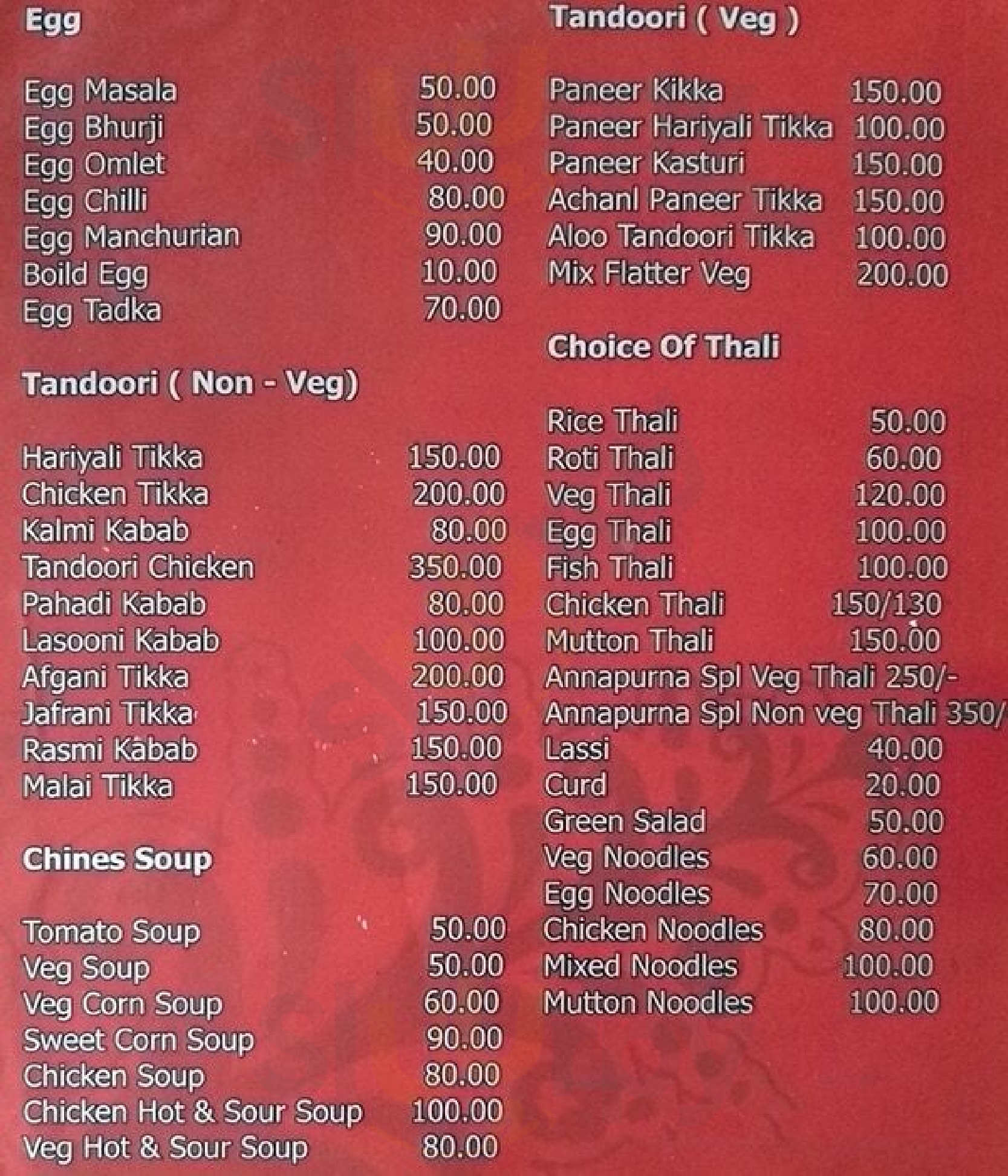 Annapurna Restaurant Yeshwantpur Menu - 1