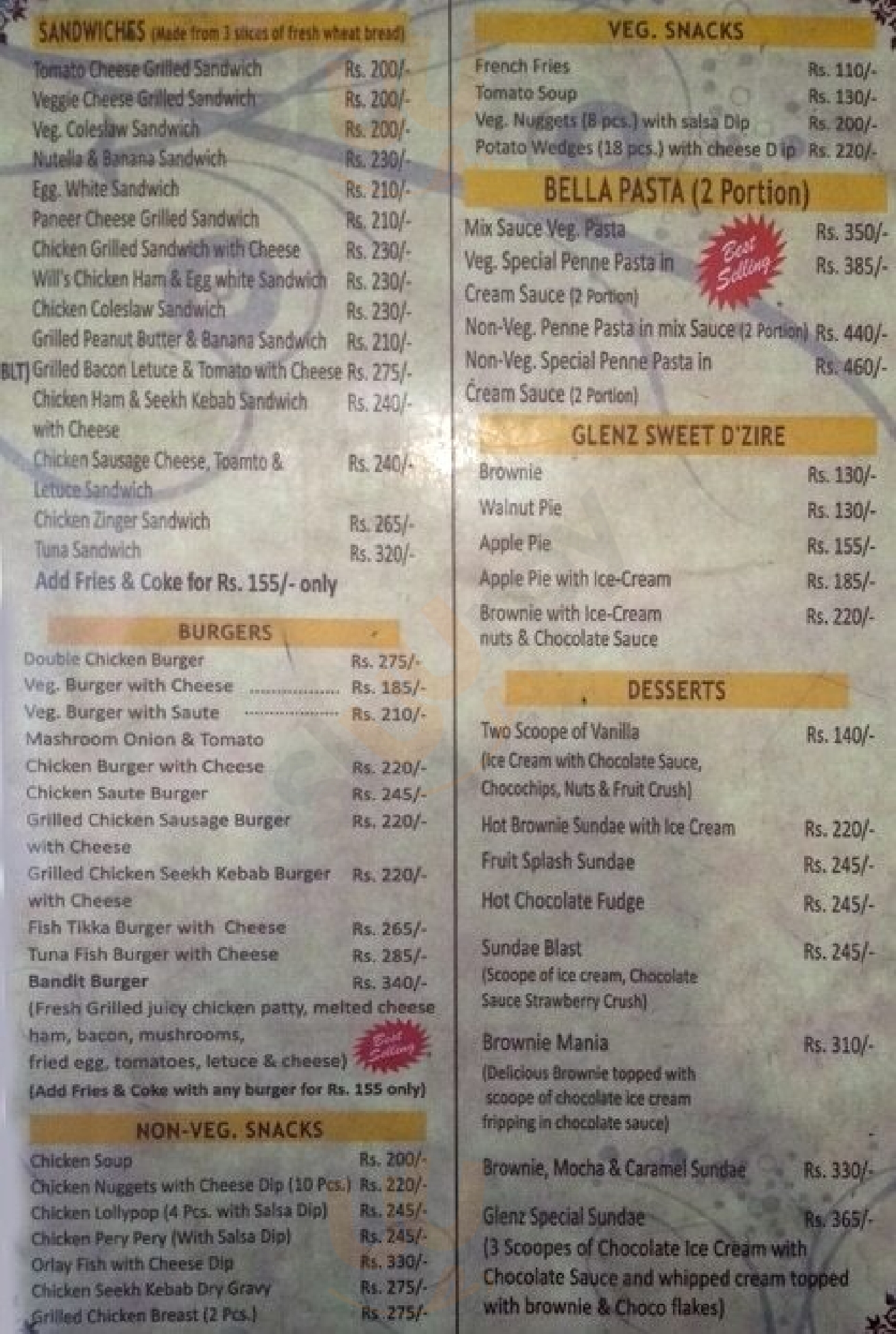 Glenz Cafe & Bakers New Delhi Menu - 1