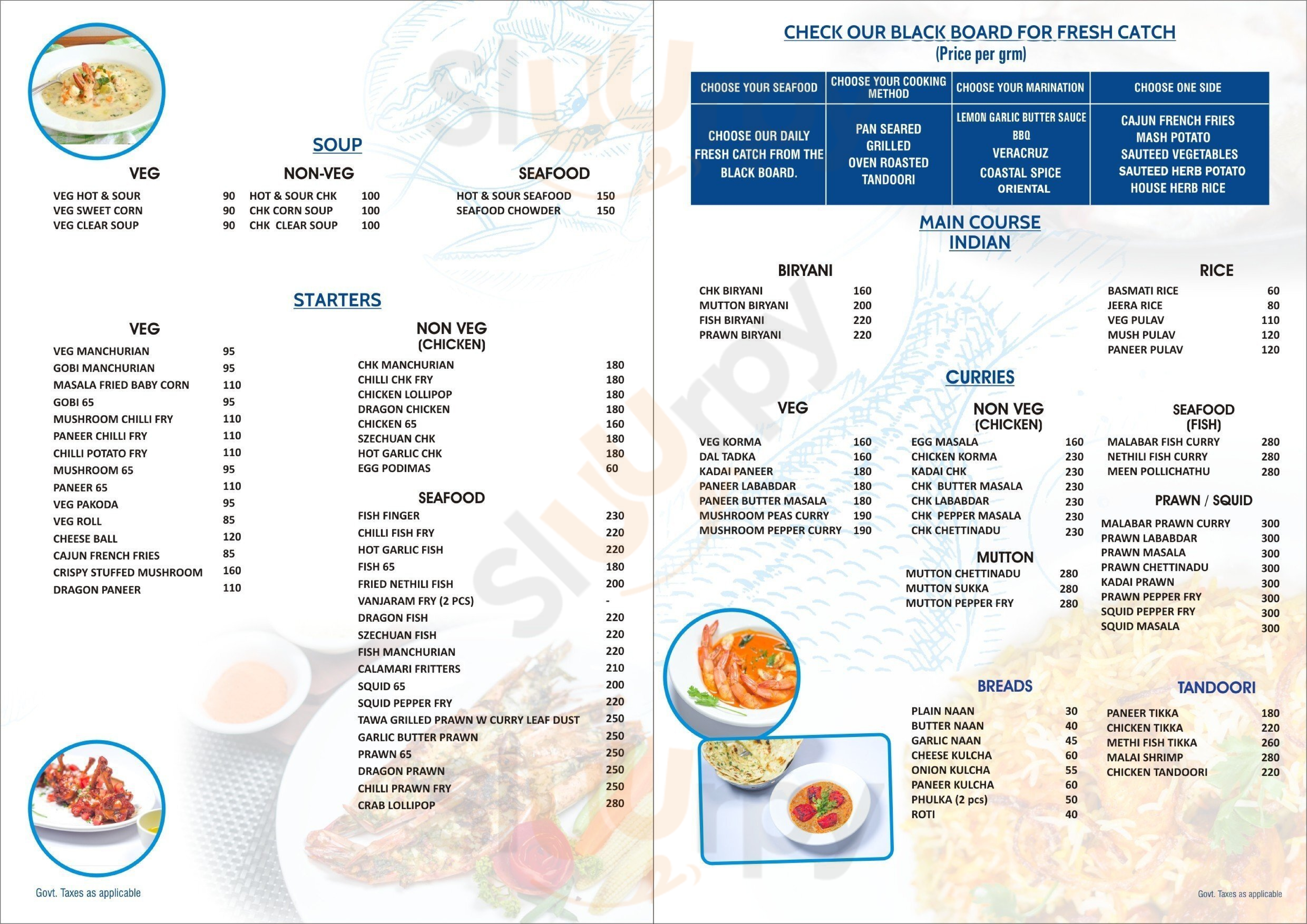 De Bluefin Seafood Multicuisine Restaurant Pondicherry Menu - 1