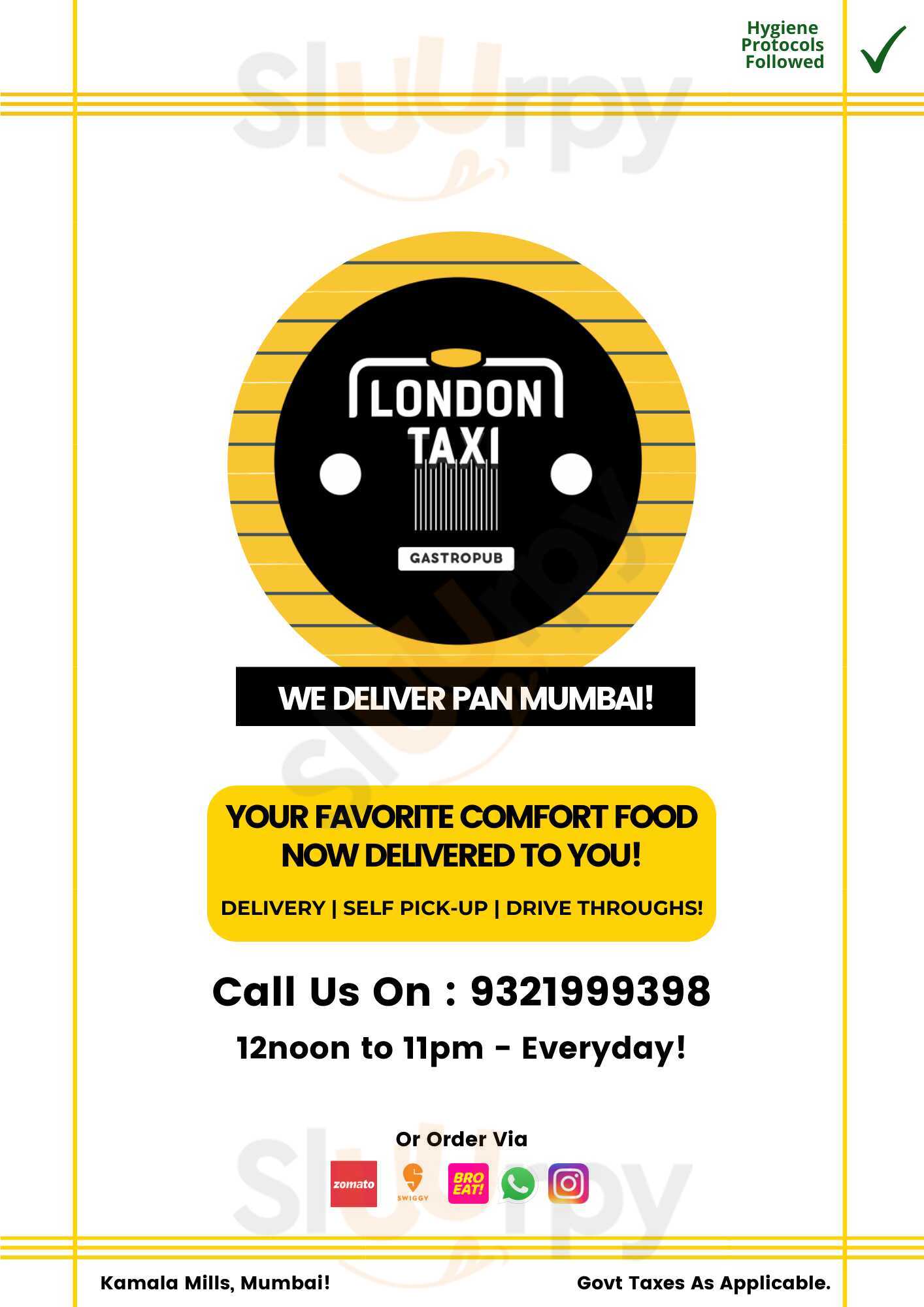 London Taxi Mumbai Menu - 1