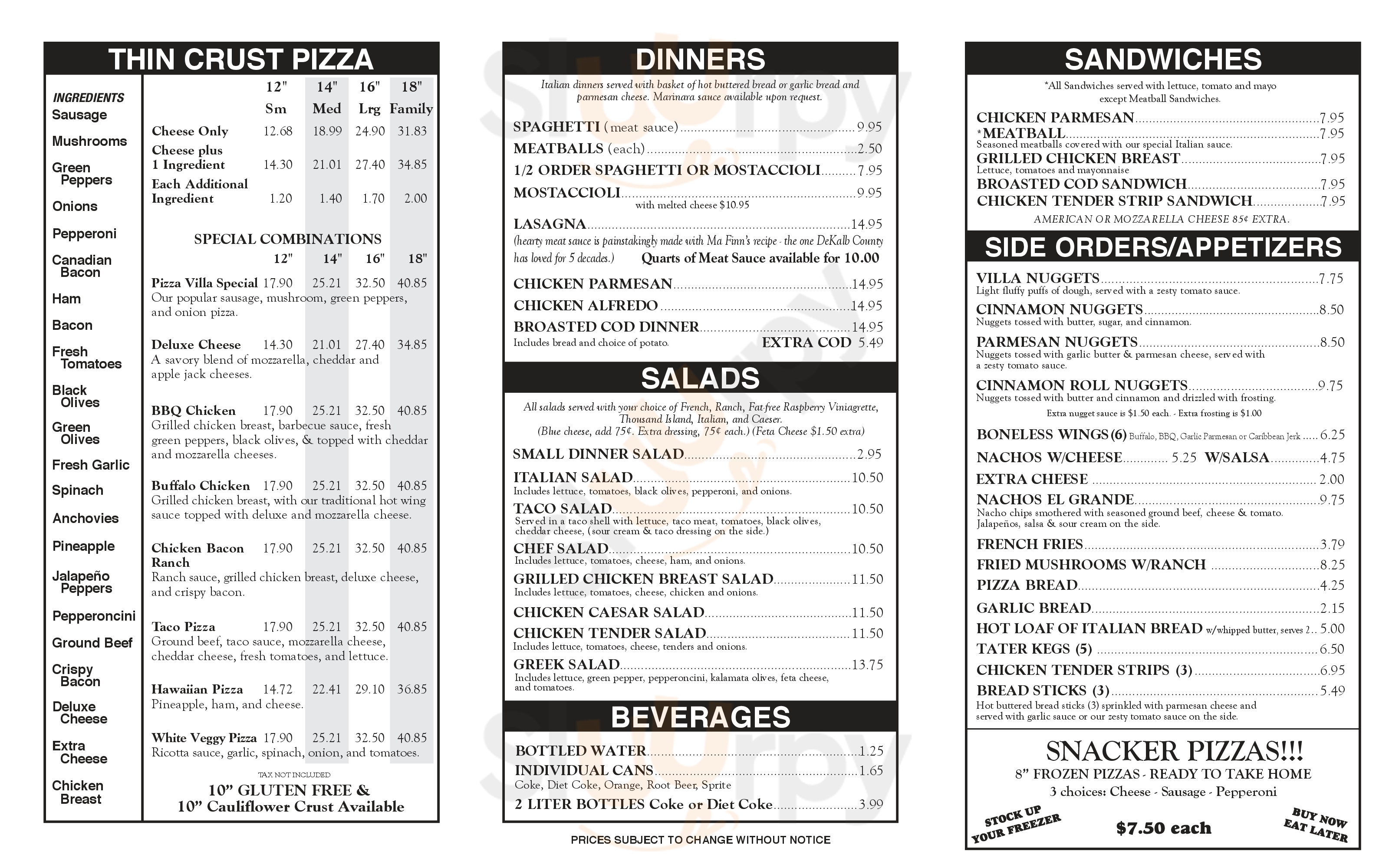 Pizza Villa Pondicherry Menu - 1