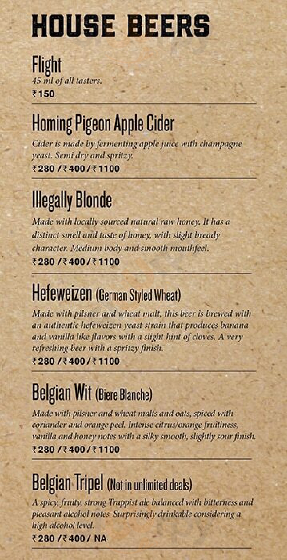 Independence Brewing Company Mumbai Menu - 1