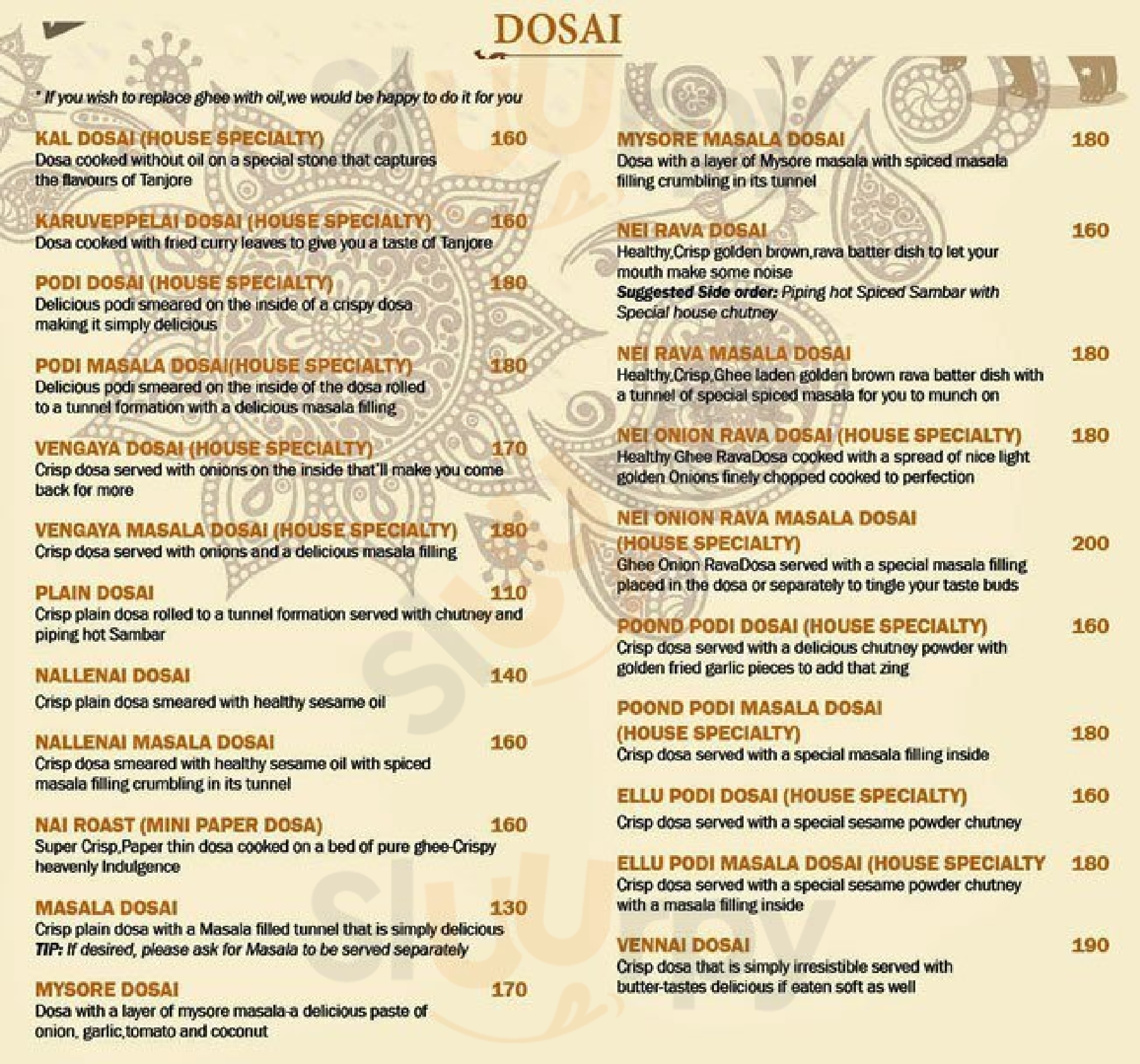 Tanjore Mumbai Menu - 1