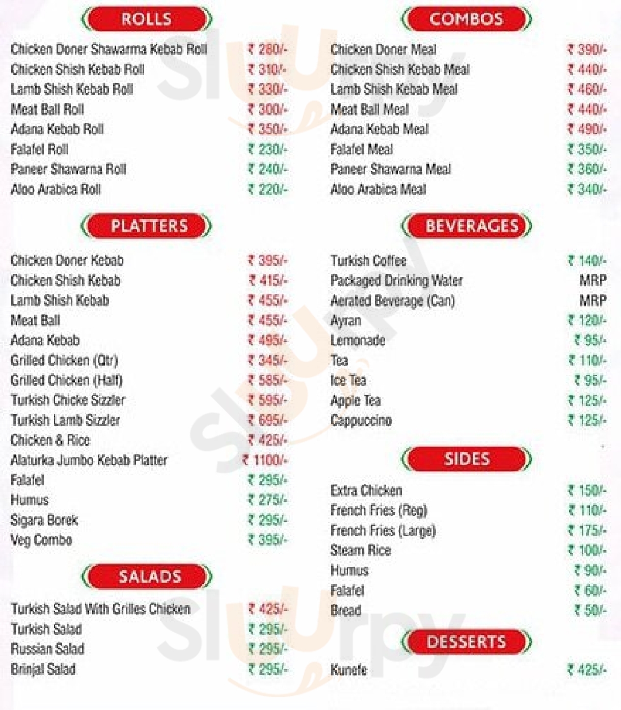 Alaturka Doner Kebab & Falafel New Delhi Menu - 1