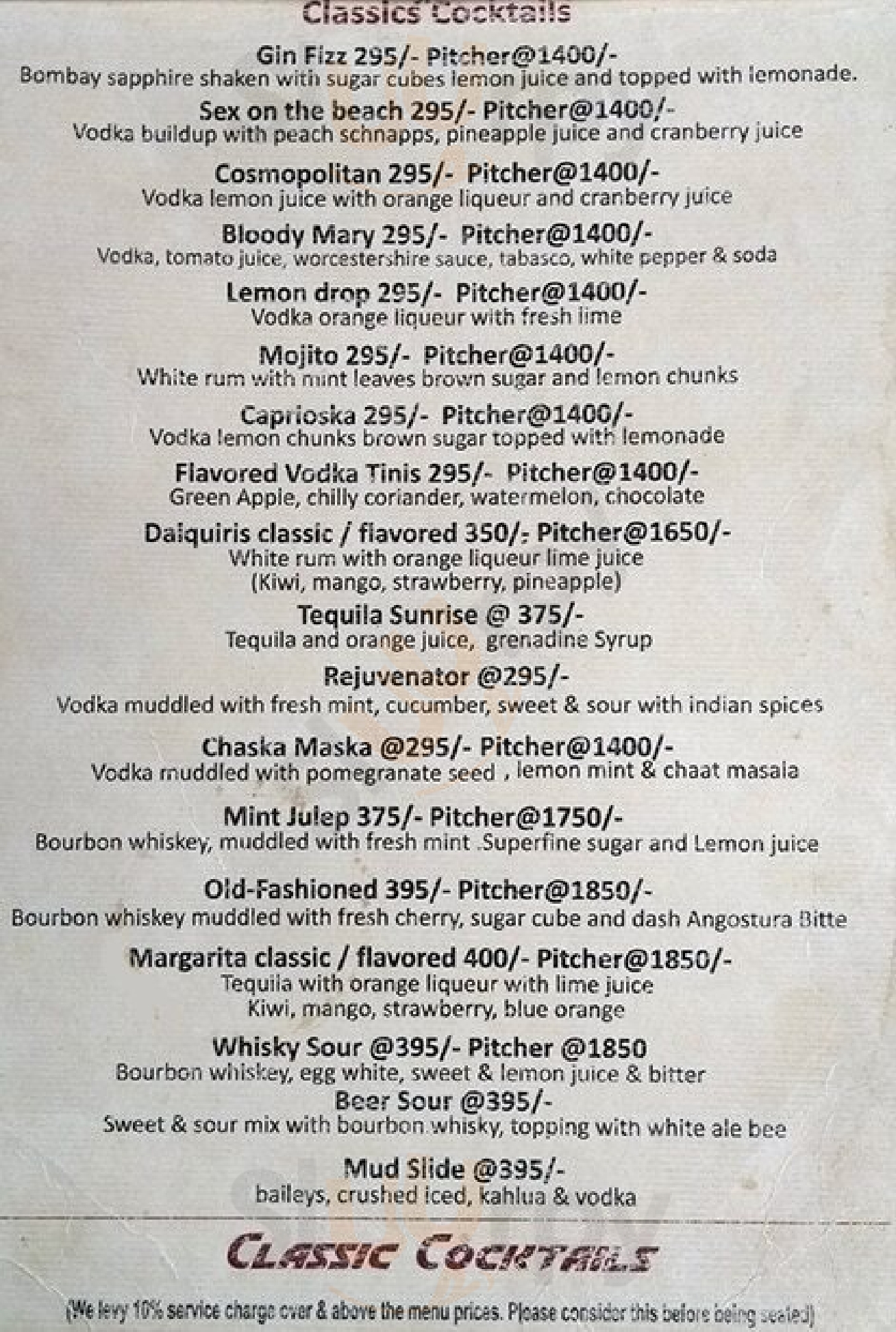 The Barrel House - By Cafe 27 New Delhi Menu - 1