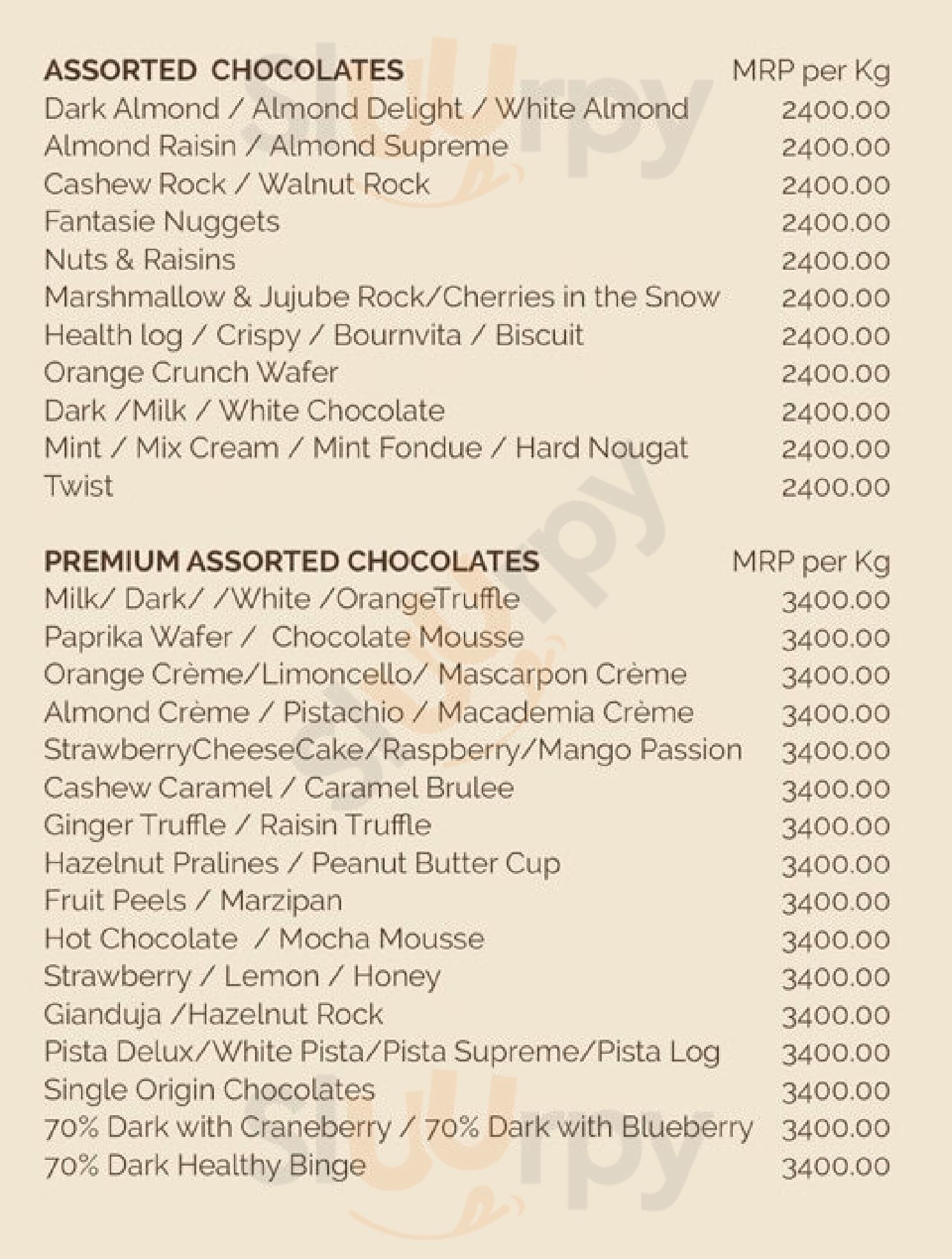 Fantasie Fine Chocolate Mumbai Menu - 1