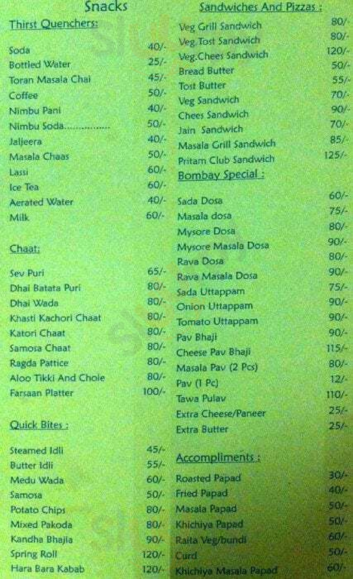 Toran Mumbai Menu - 1