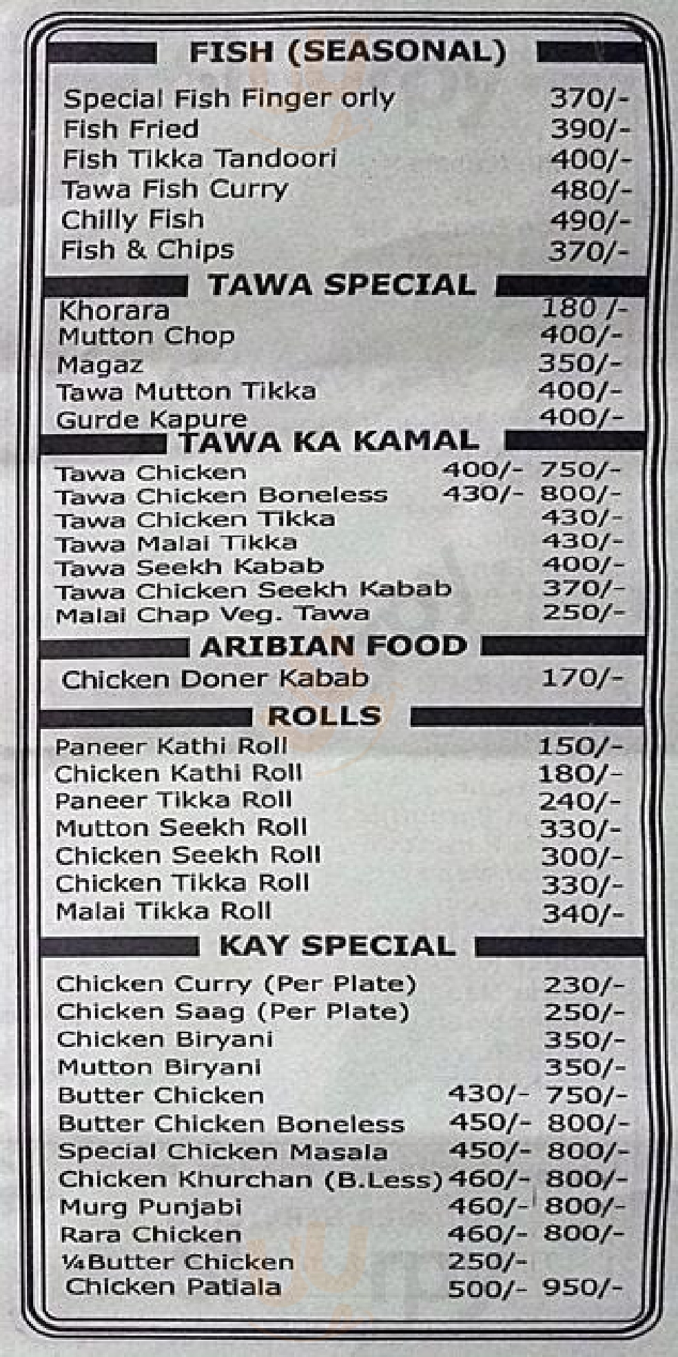 Kays Bar-be-que New Delhi Menu - 1