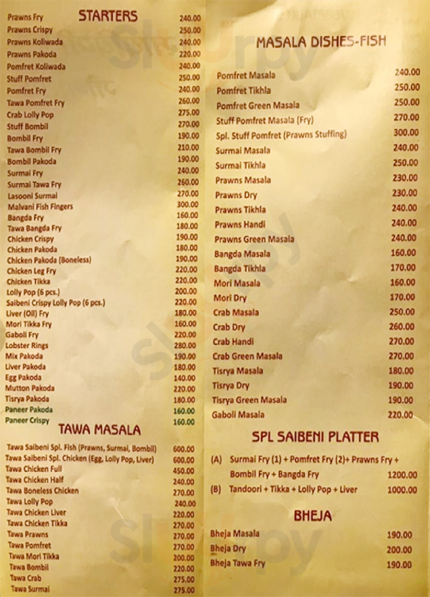 Saibini Gomantak Mumbai Menu - 1