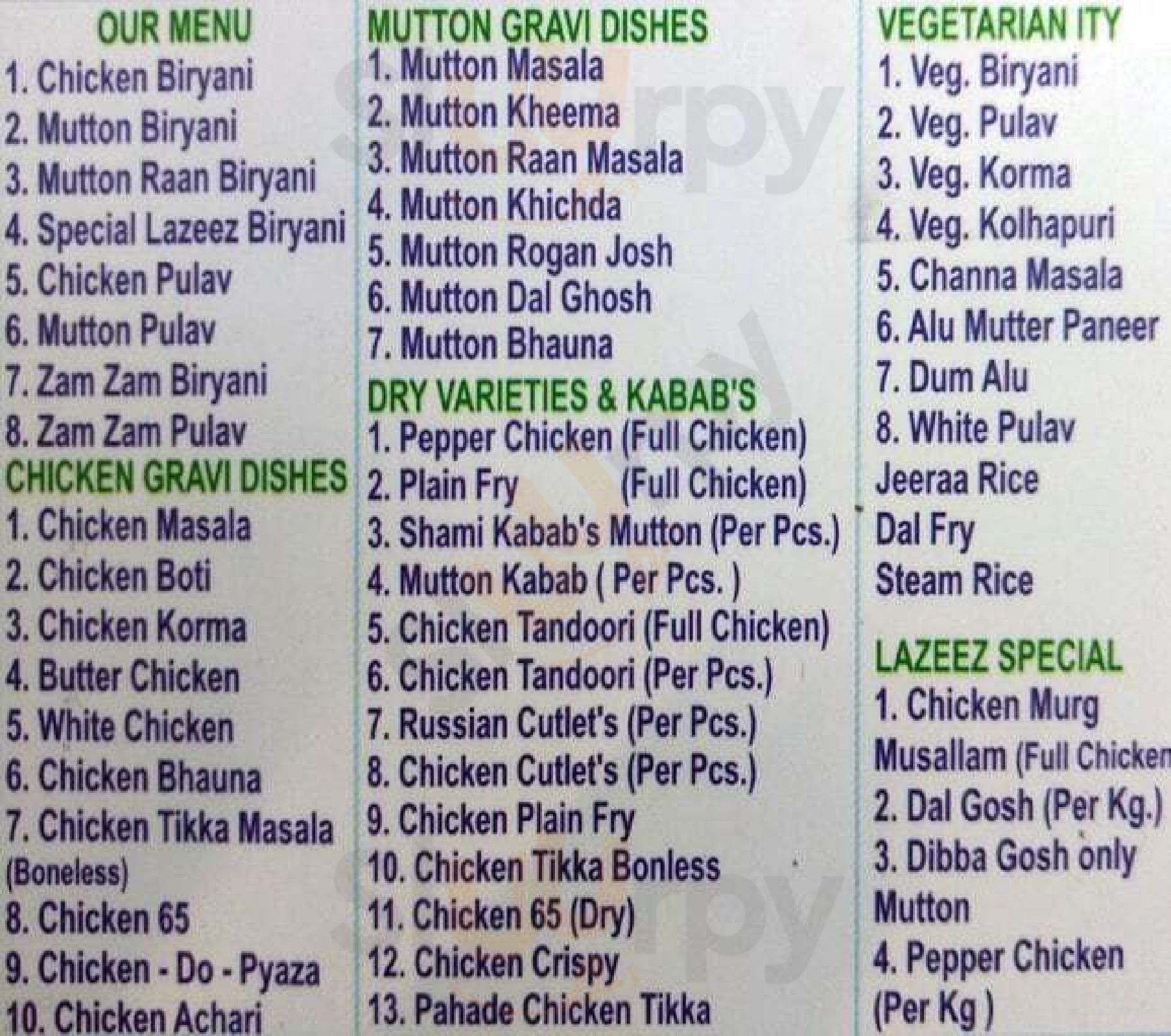 Lazeez Mumbai Menu - 1