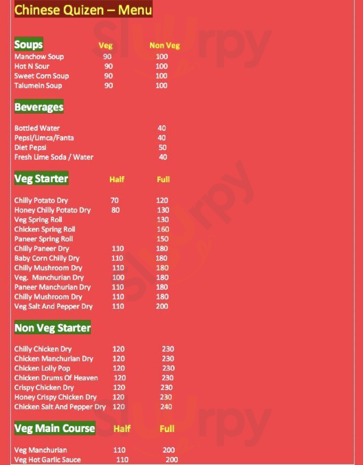 Chinese Quizen New Delhi Menu - 1