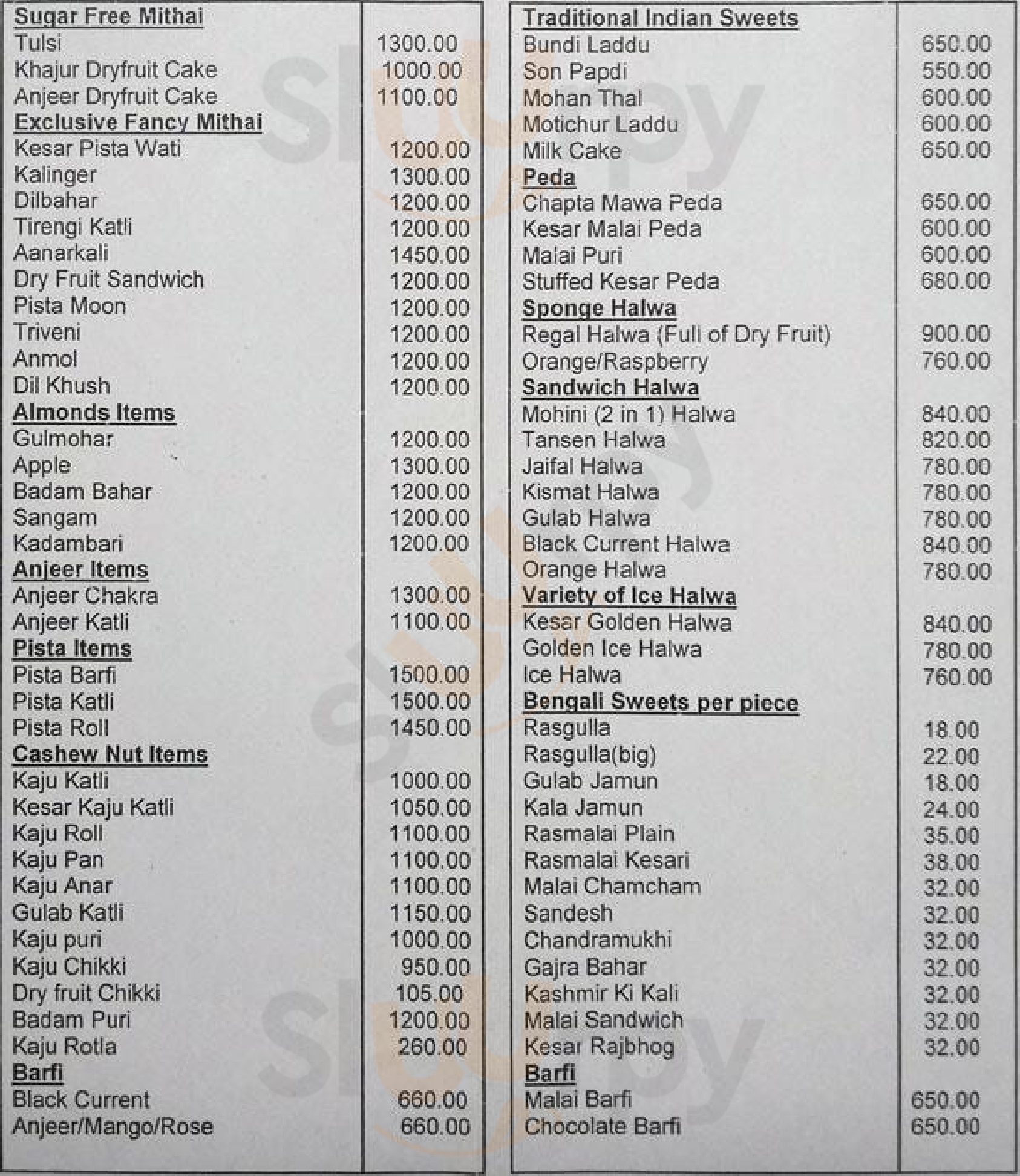 Regal Sweets Mumbai Menu - 1