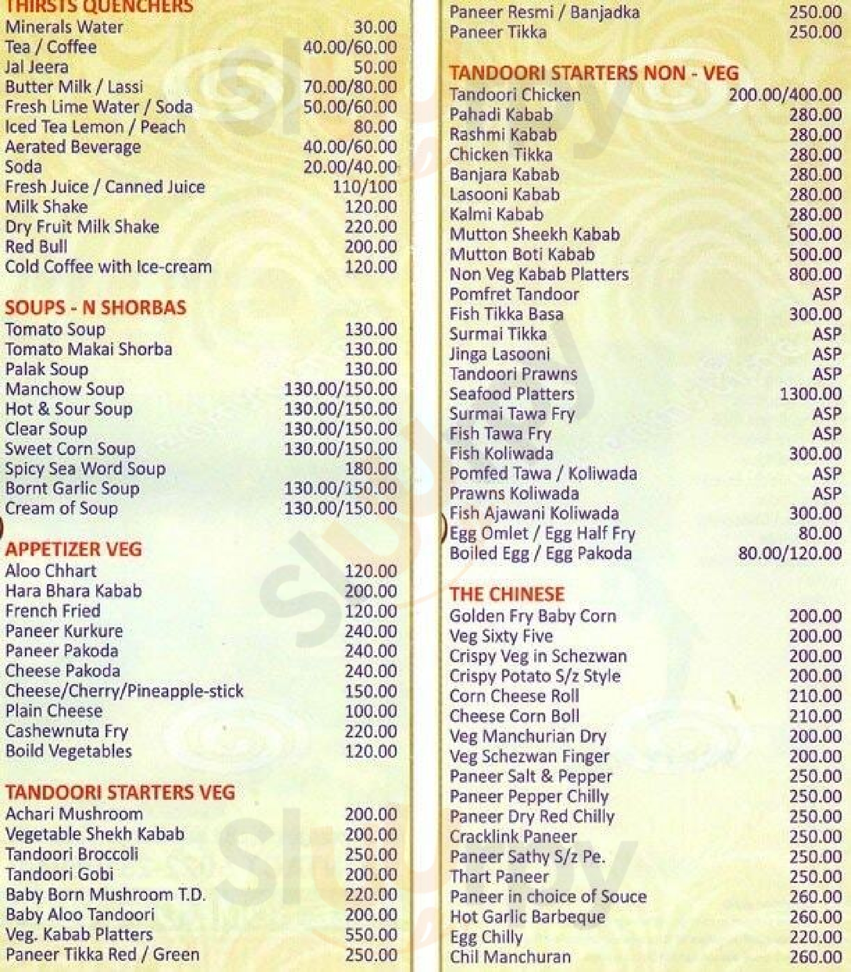 Asiad Bar & Restaurant Mumbai Menu - 1