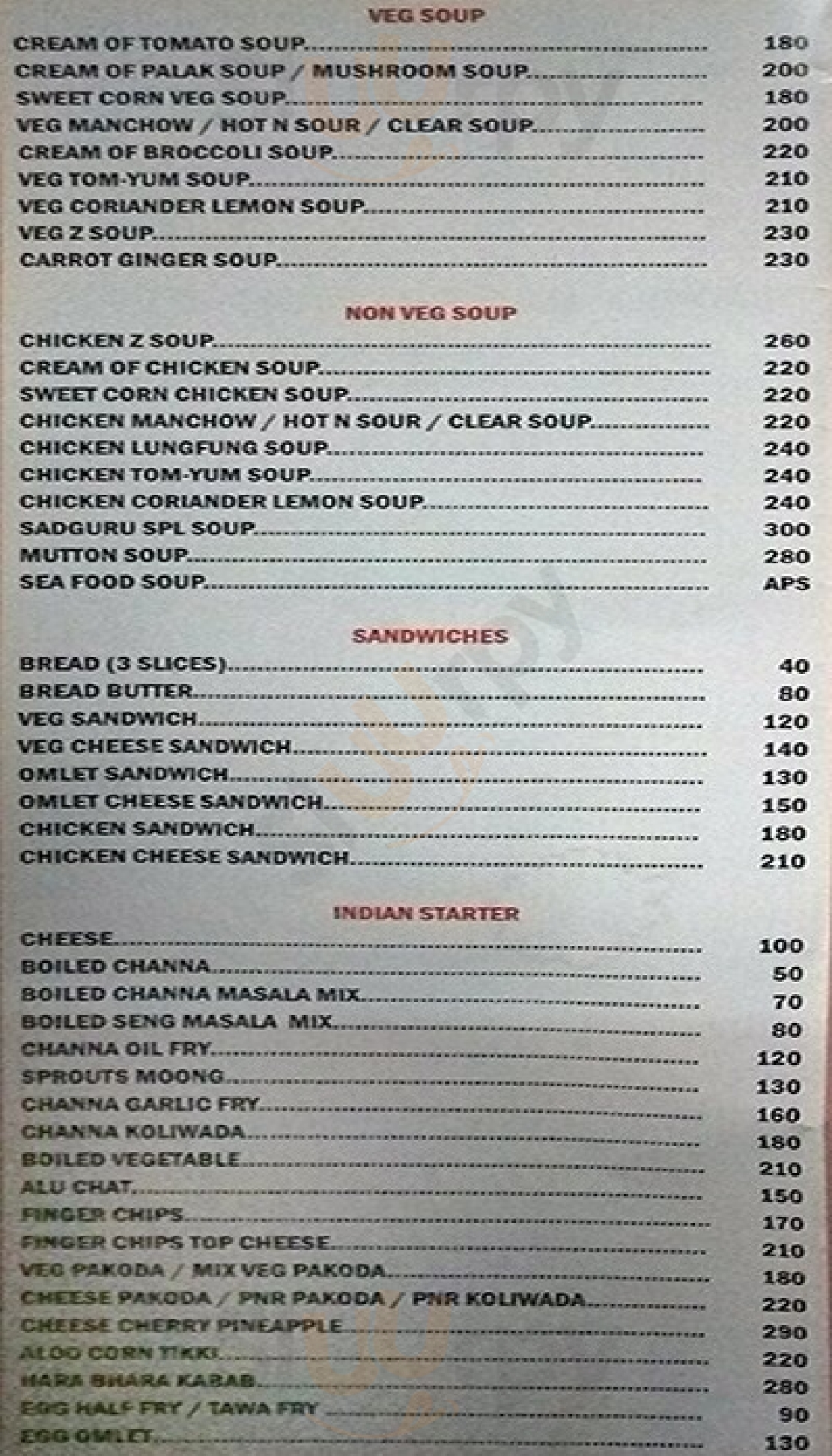 Sadguru Restaurant & Bar Mumbai Menu - 1