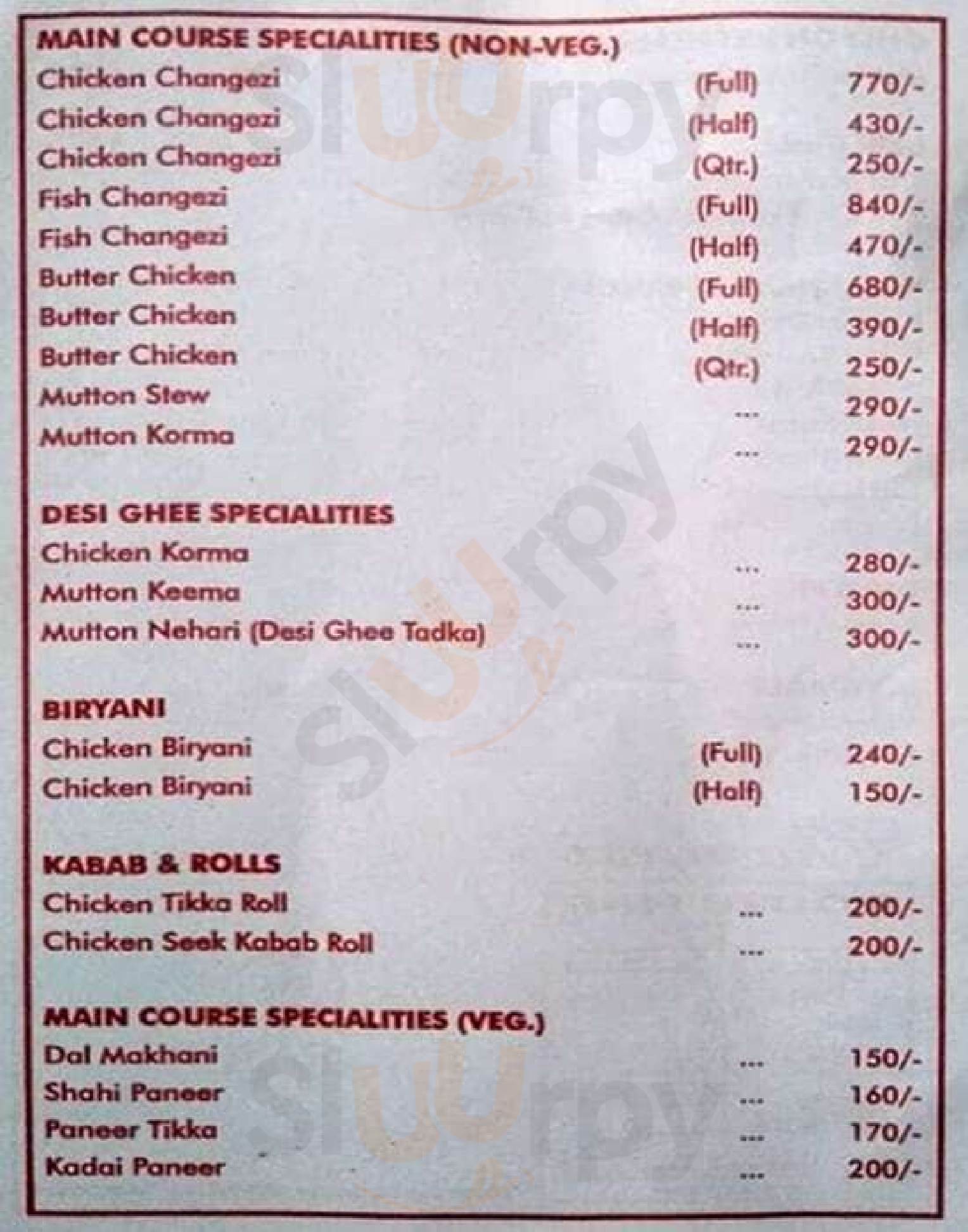 Changezi New Delhi Menu - 1