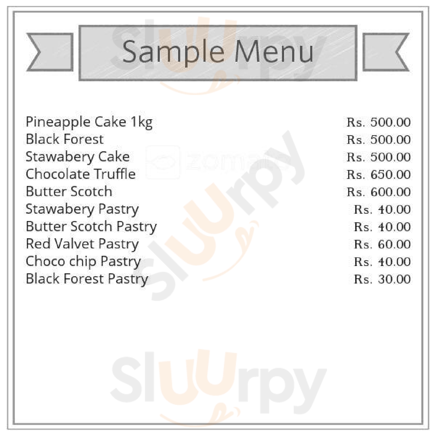 Sona Bakers New Delhi Menu - 1