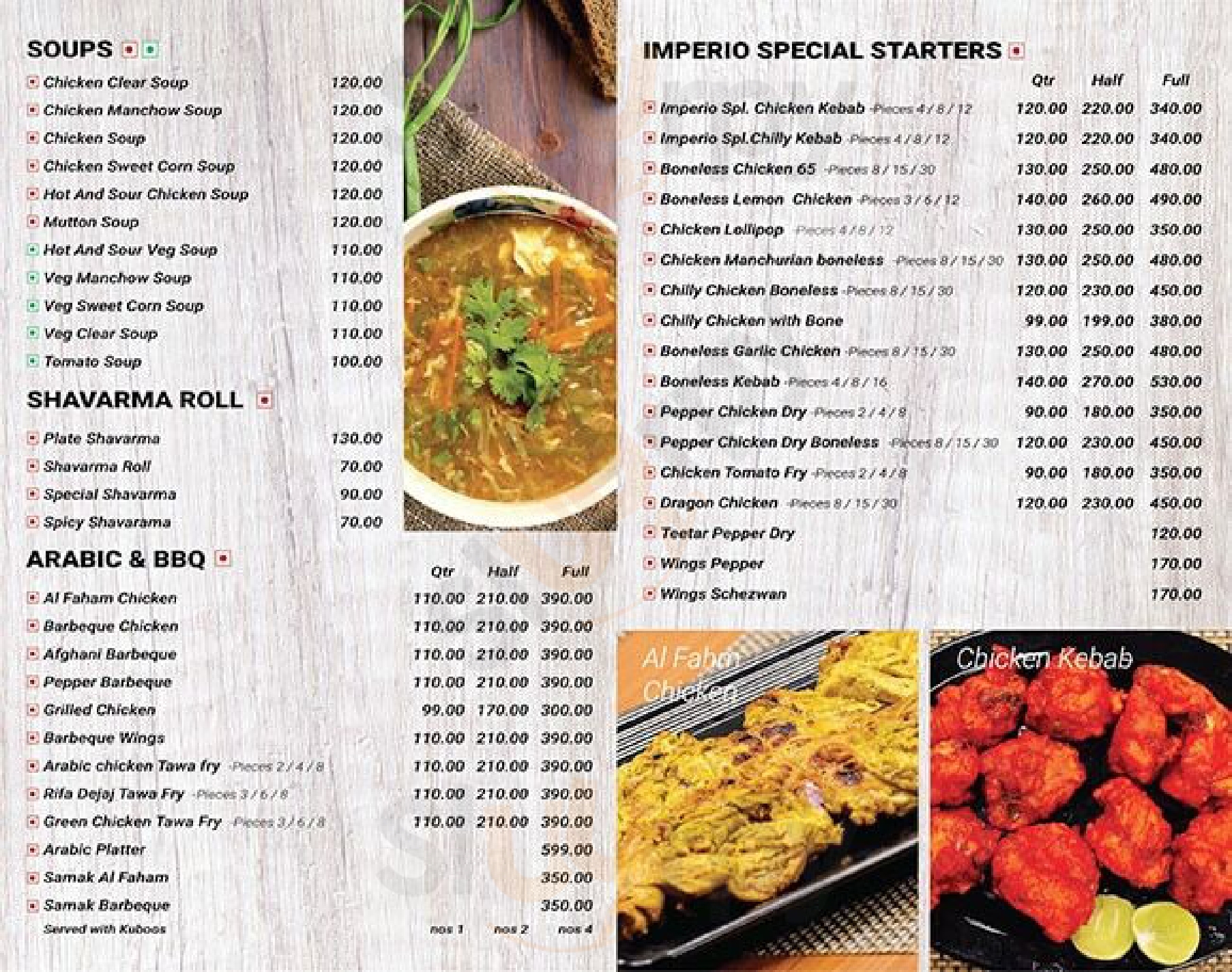 Imperio Restaurant Bangalore District Menu - 1