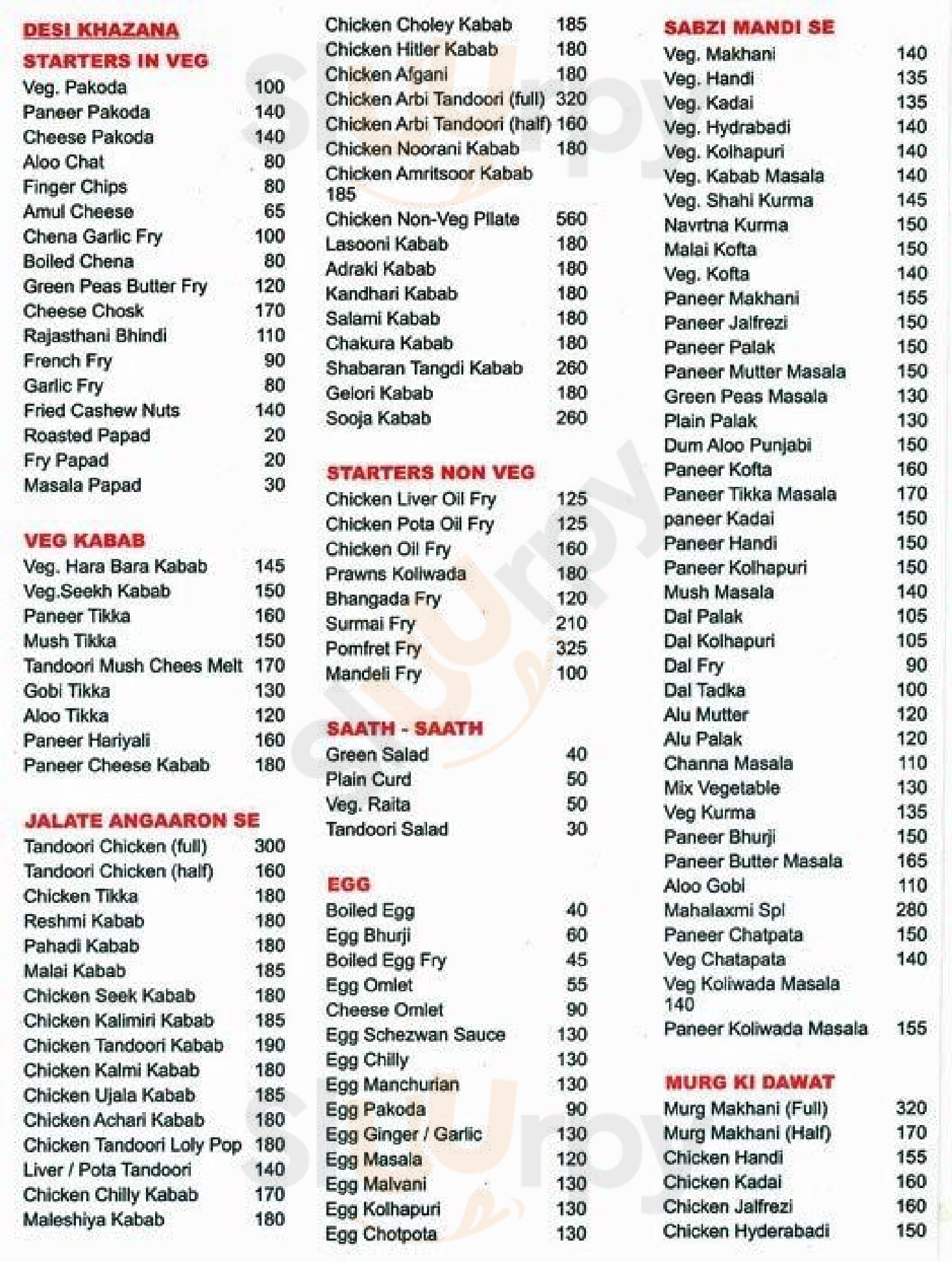 Mahalaxmi Garden Mumbai Menu - 1