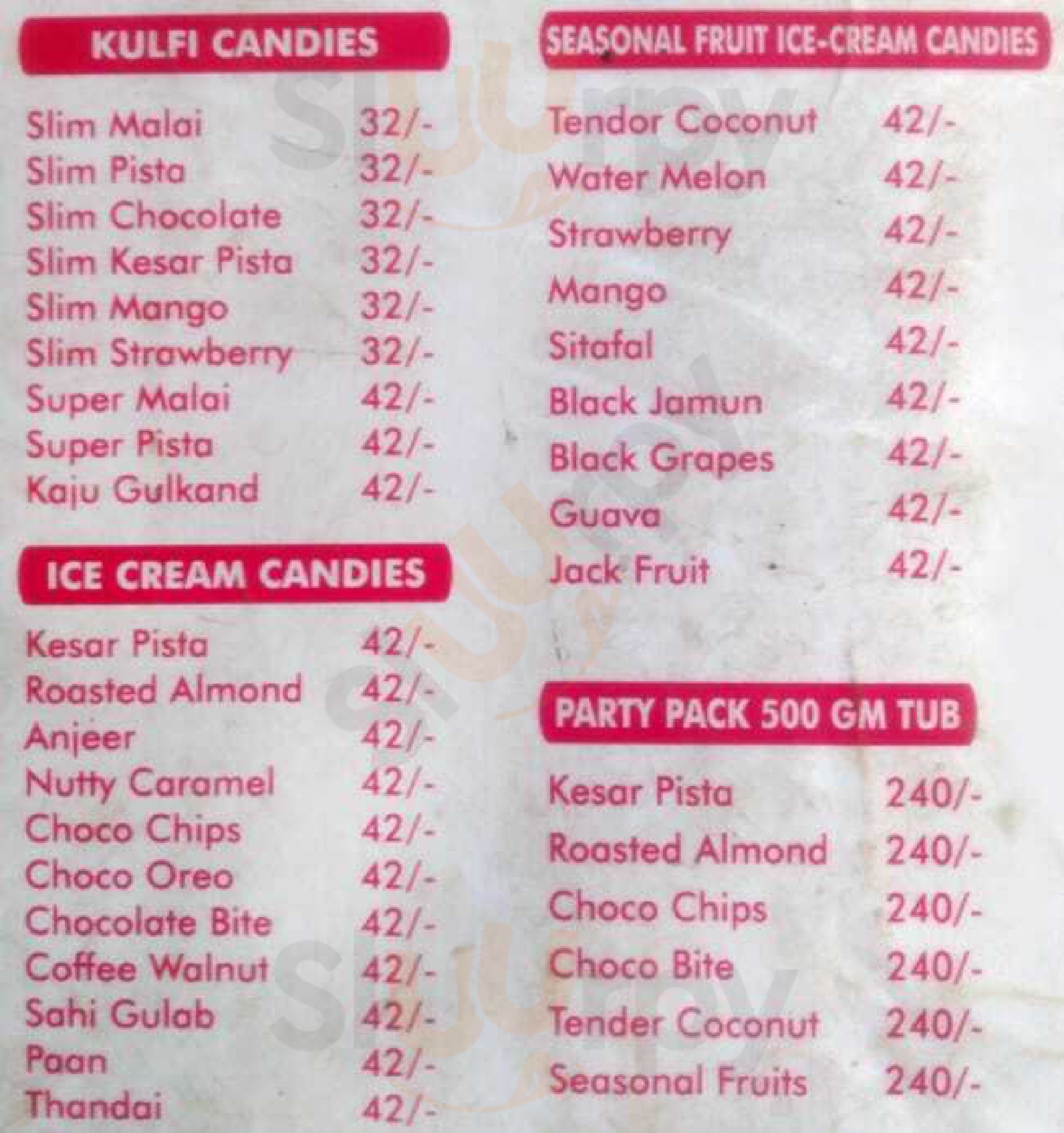 Sanjay Ice Cream Mumbai Menu - 1