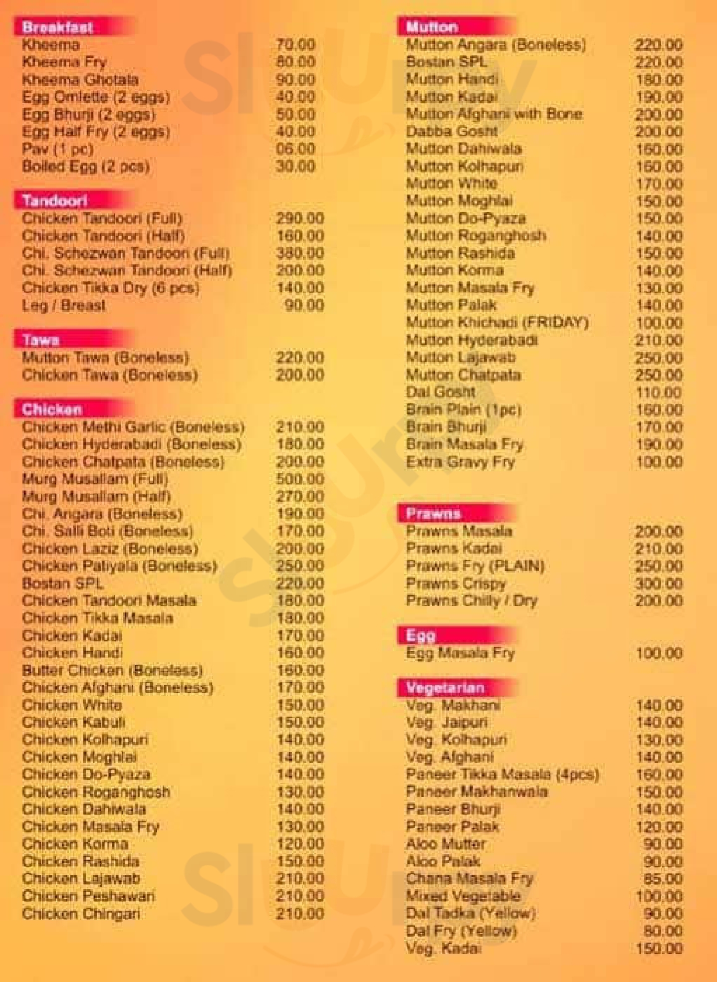 New Bostan Restaurant Mumbai Menu - 1