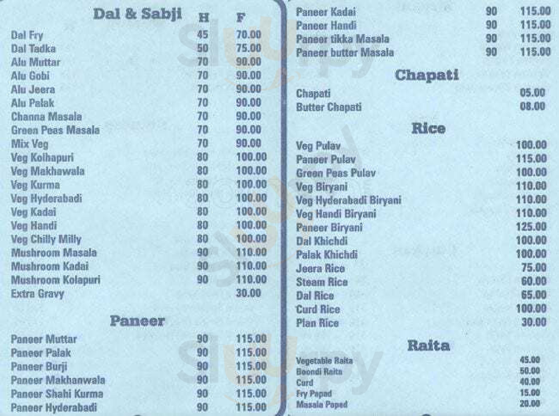 Hotel Sai Nidhi Restaurant Mumbai Menu - 1