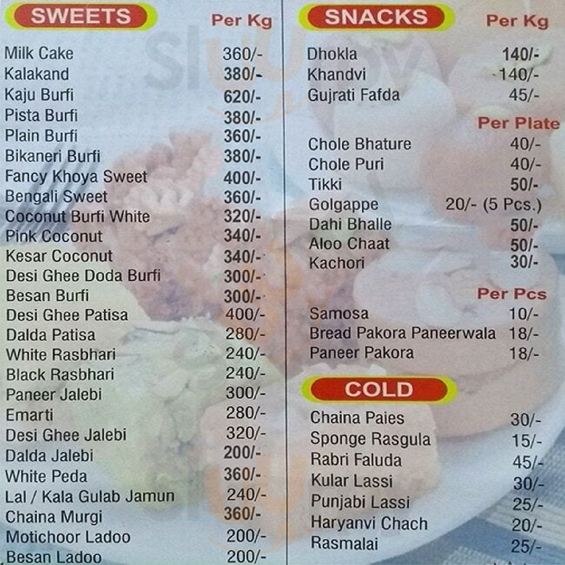 Aggarwal Sweets New Delhi Menu - 1