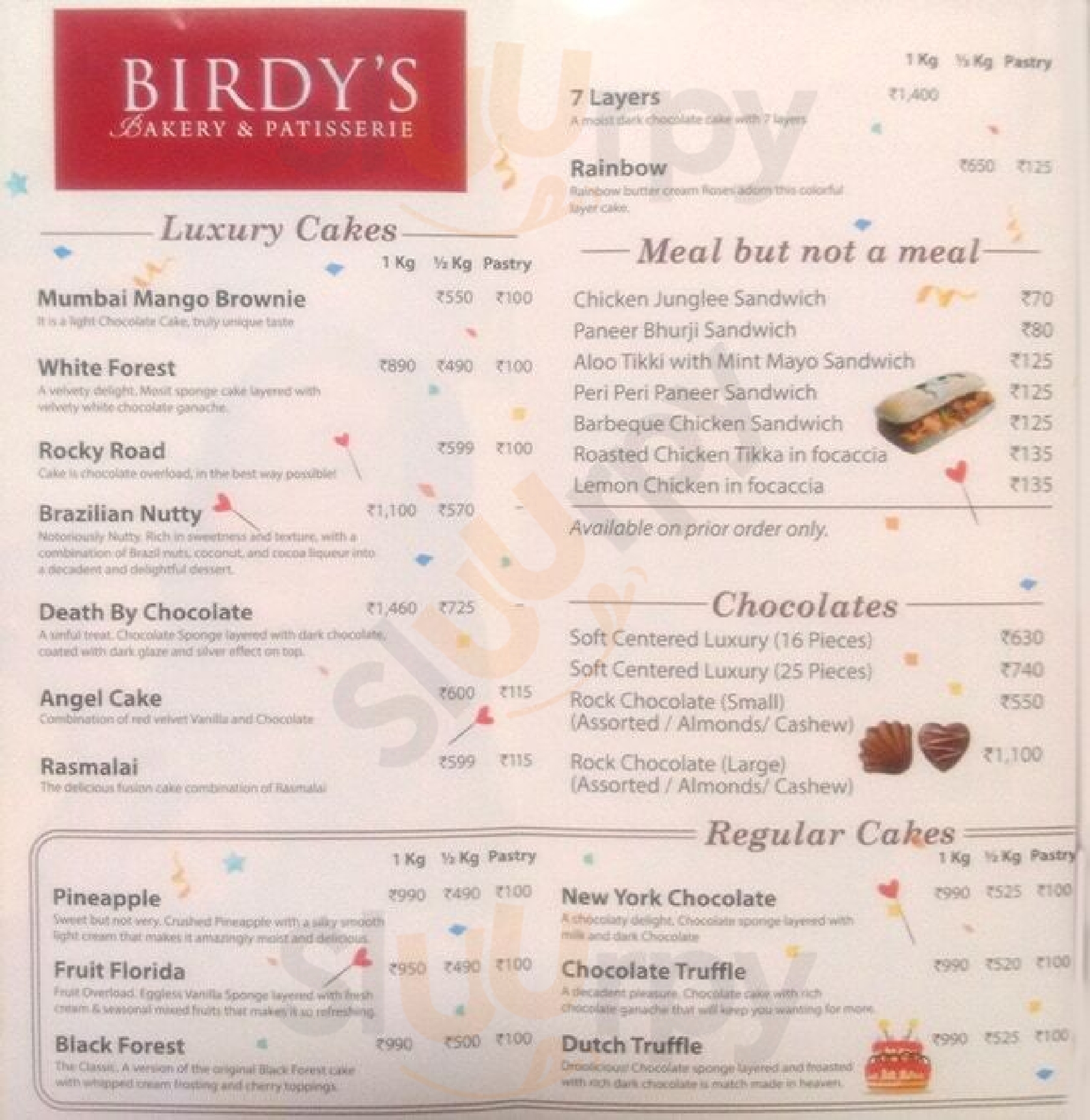Birdys Bakery & Patisserie Mumbai Menu - 1